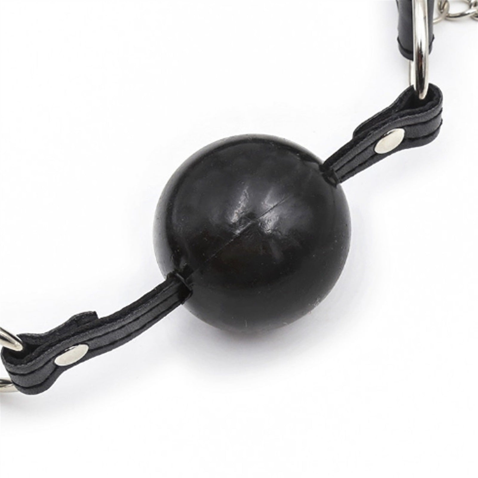 Sex Toys Leather Mouth Clip Solid Black Adjustable