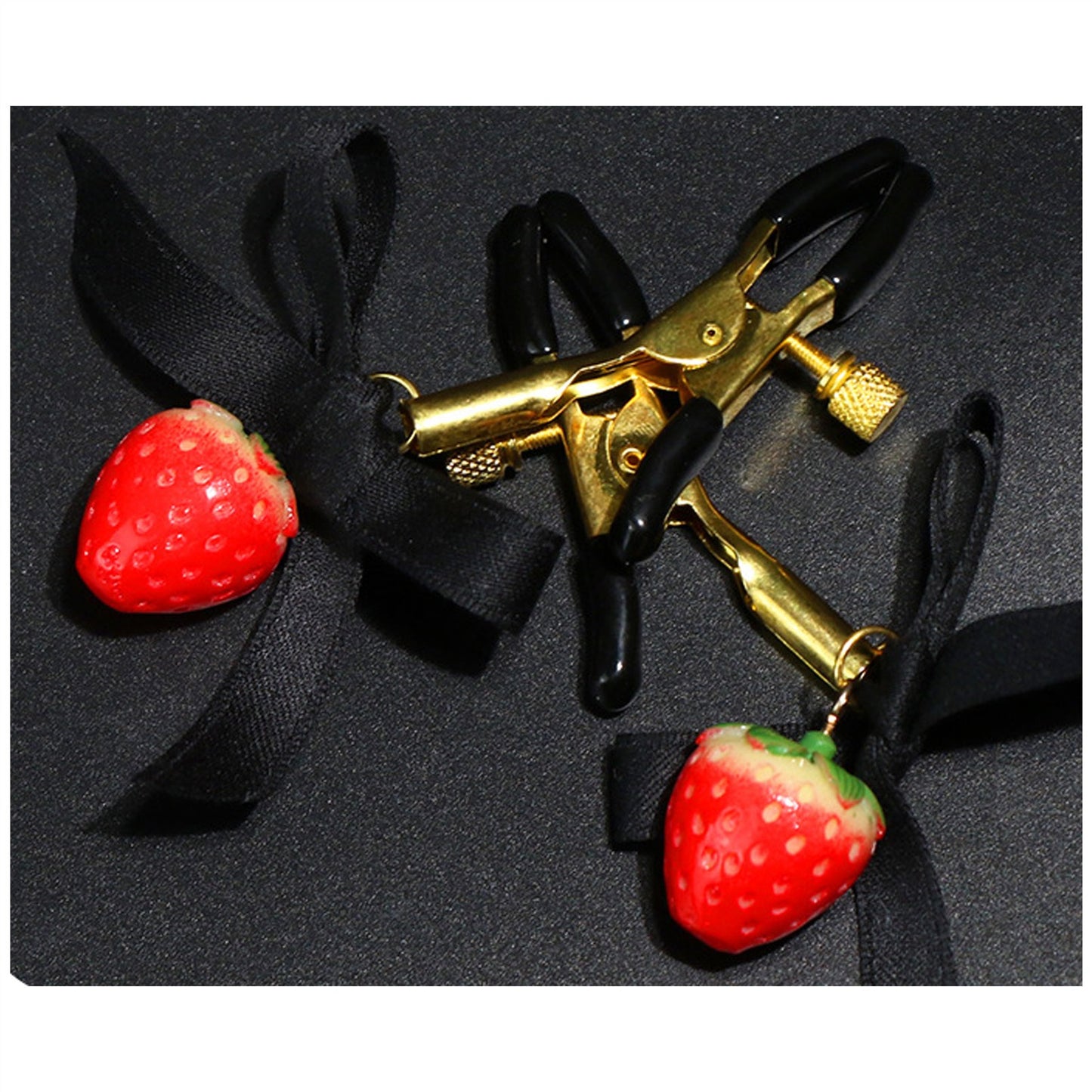 Strawberry Bow Metal Clip Nipple Clamps With Screw