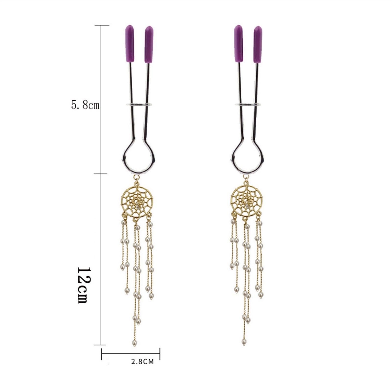 Purple Metal Clip Nipple Clamps With Screw Piercin