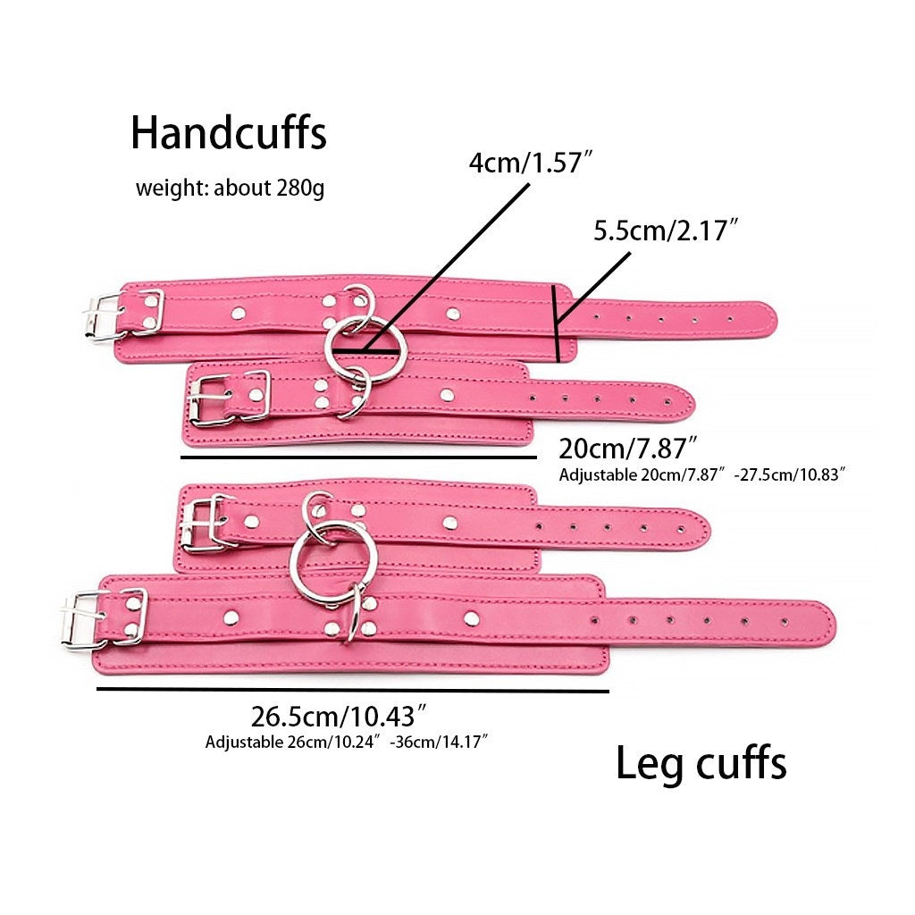 PU Leather Adjustment Handcuffs Leg Cuffs Set Flir