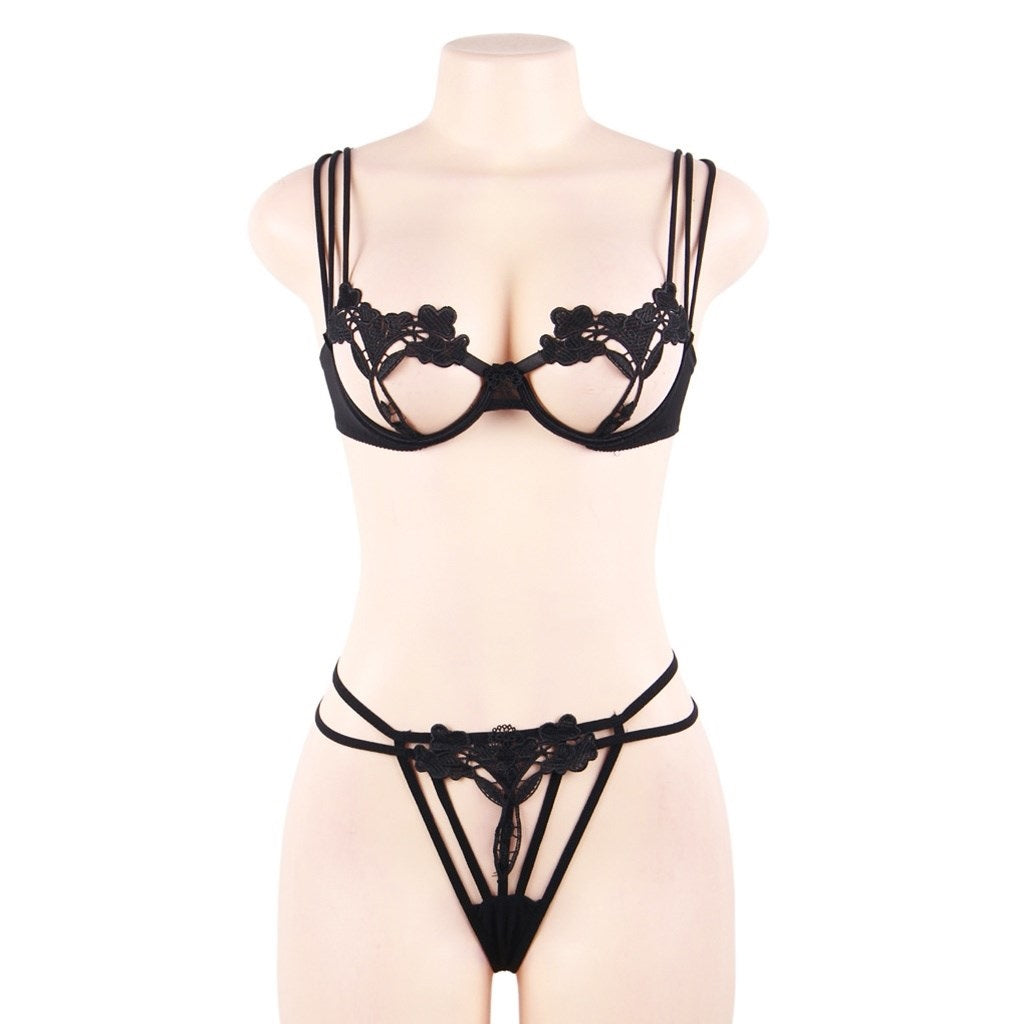 Women's Sexy Water soluble flower lace Bra without