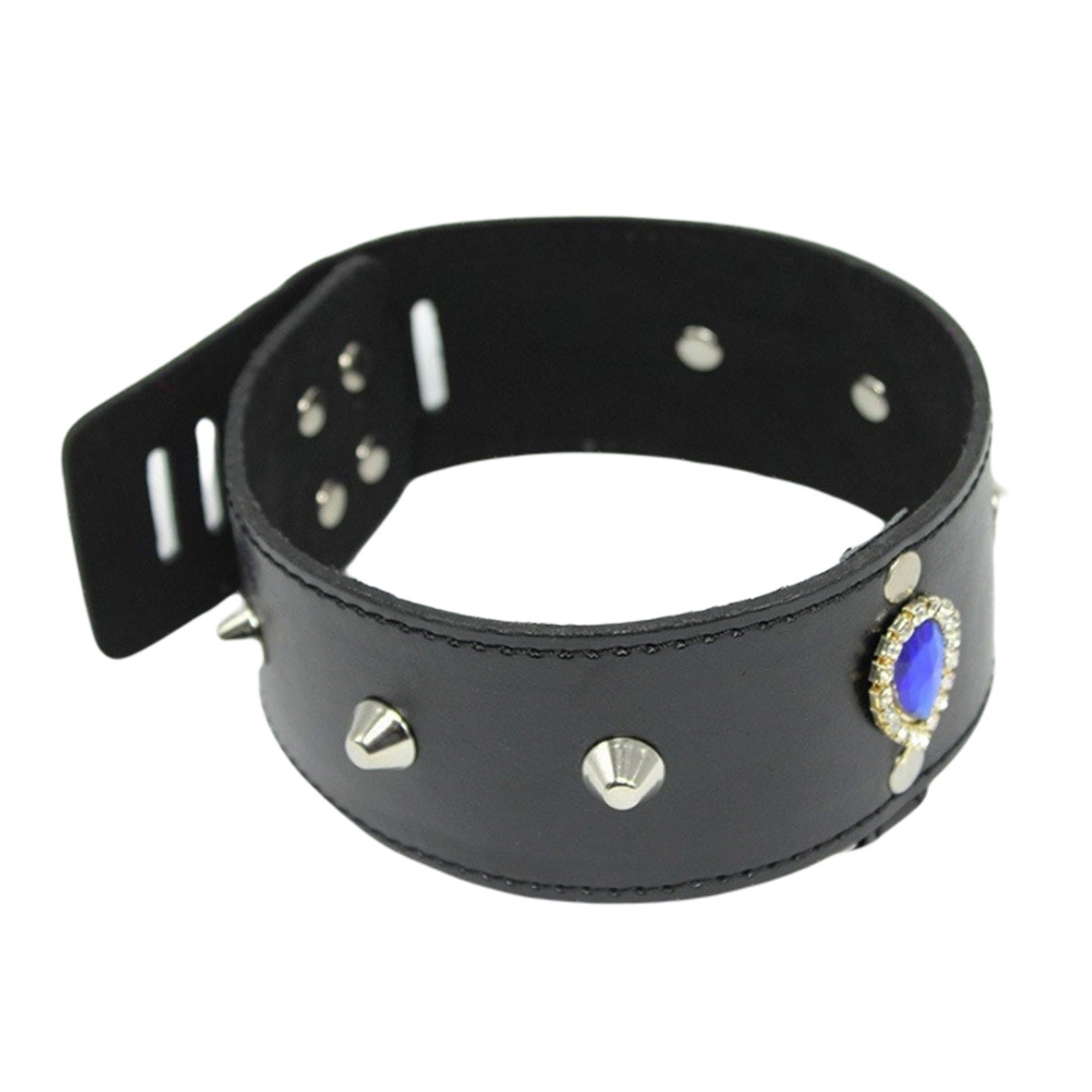 PU Leather Rivets Choker Collar Necklace With Towi