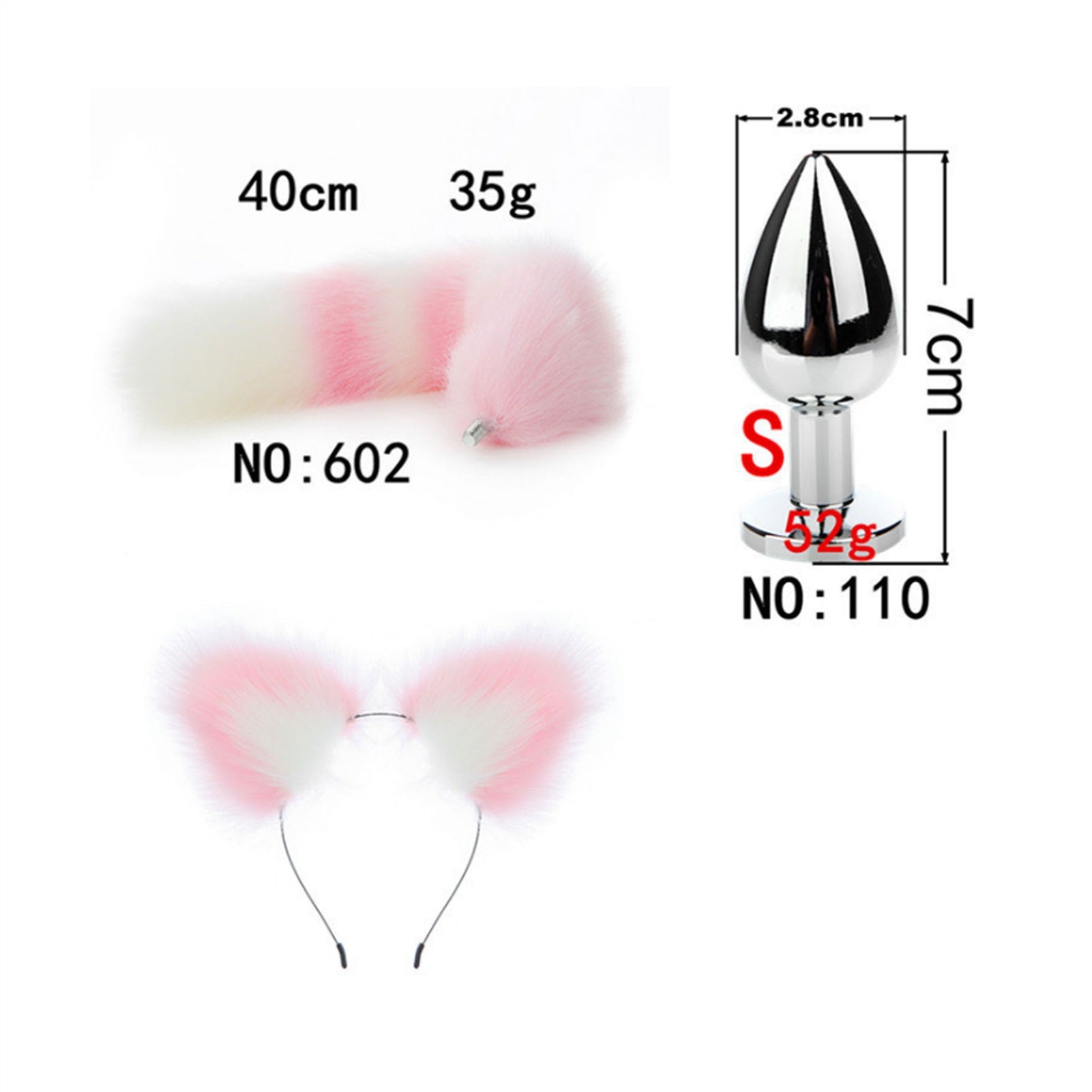 Faux fox tail anal plug ear hairpin set cosplay ad