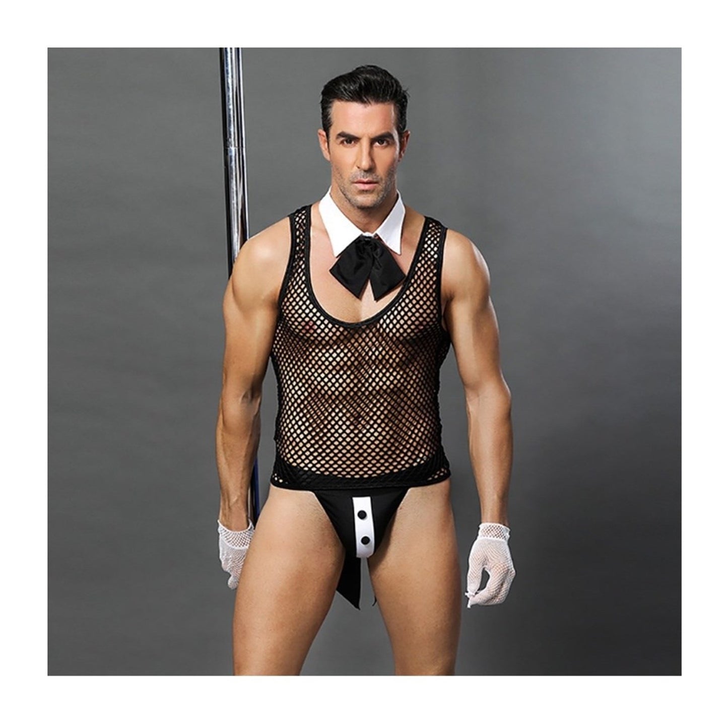 Men's Nightclub Tailcoat Underwear Net Vest For Me