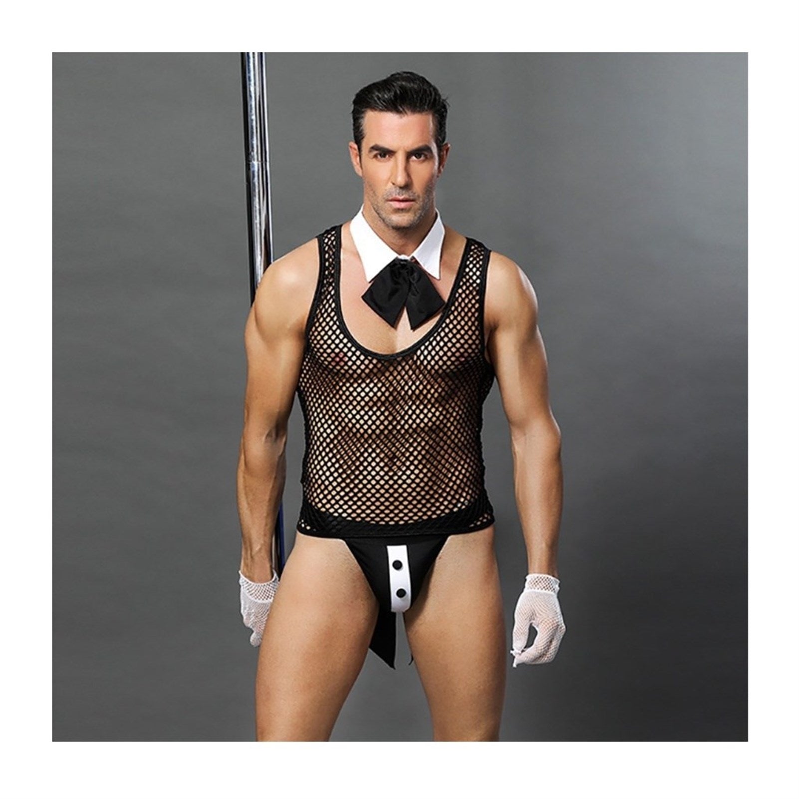 Men's Nightclub Tailcoat Underwear Net Vest For Me