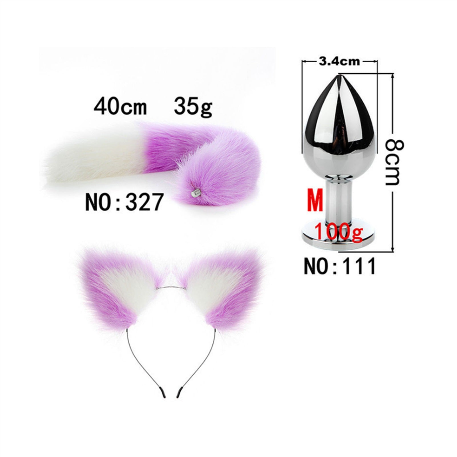Faux fox tail anal plug ear hairpin set cosplay ad