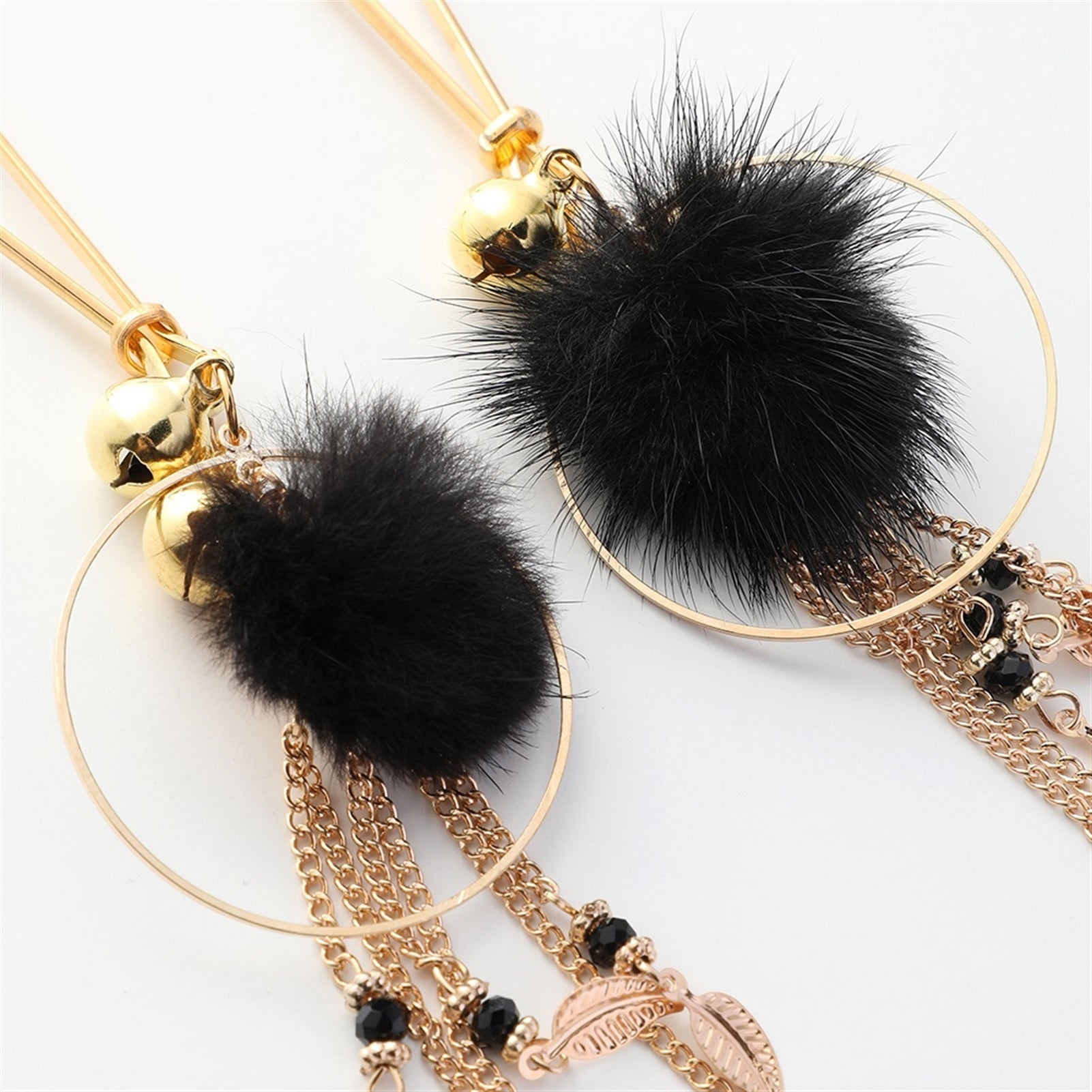 Black Feather Bell Breast Clip Nipple Cute Clip Br