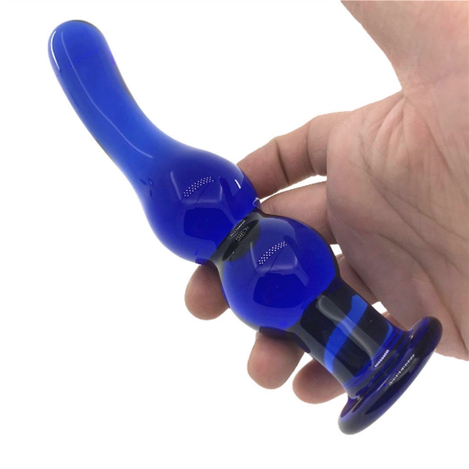 Blue Crystal Glass Anal Plug In The Back Court For