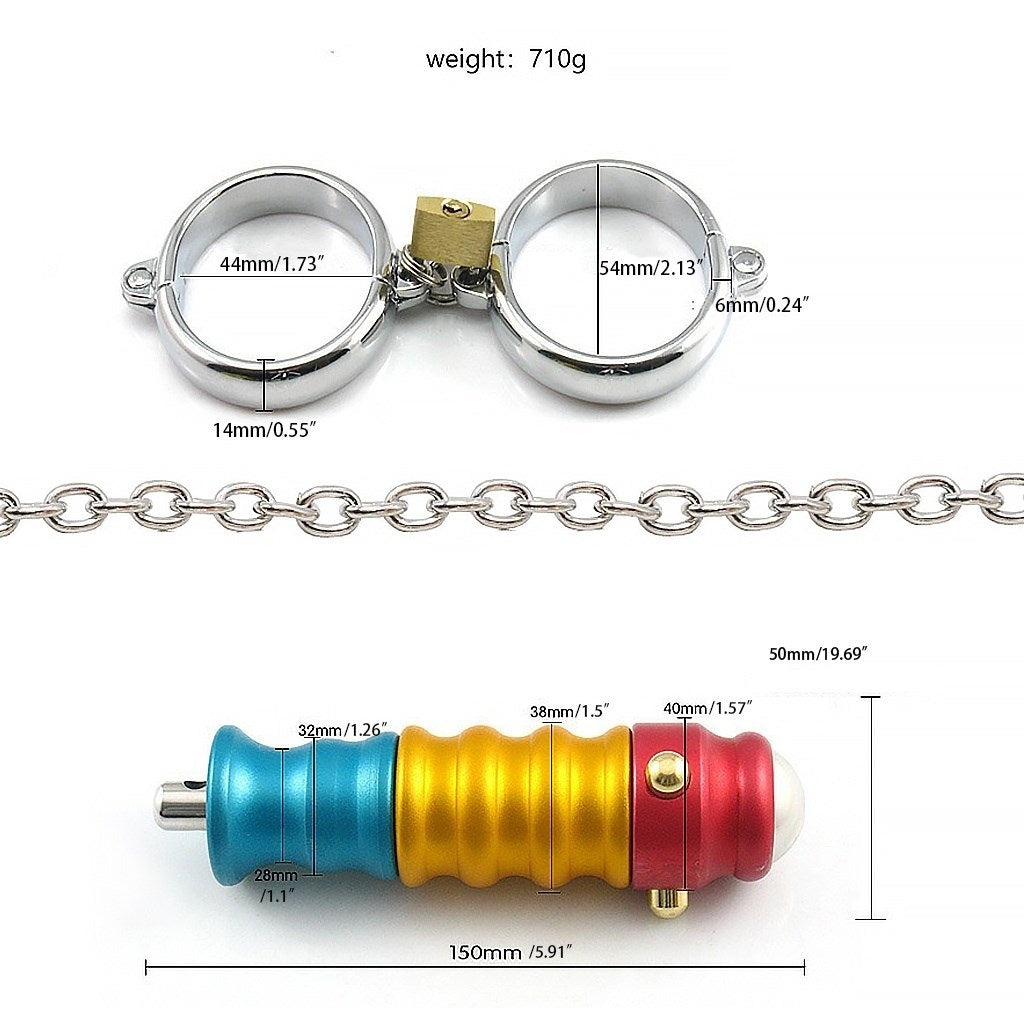 Metal Handcuffs Anal Plug With Chain Master Slave 