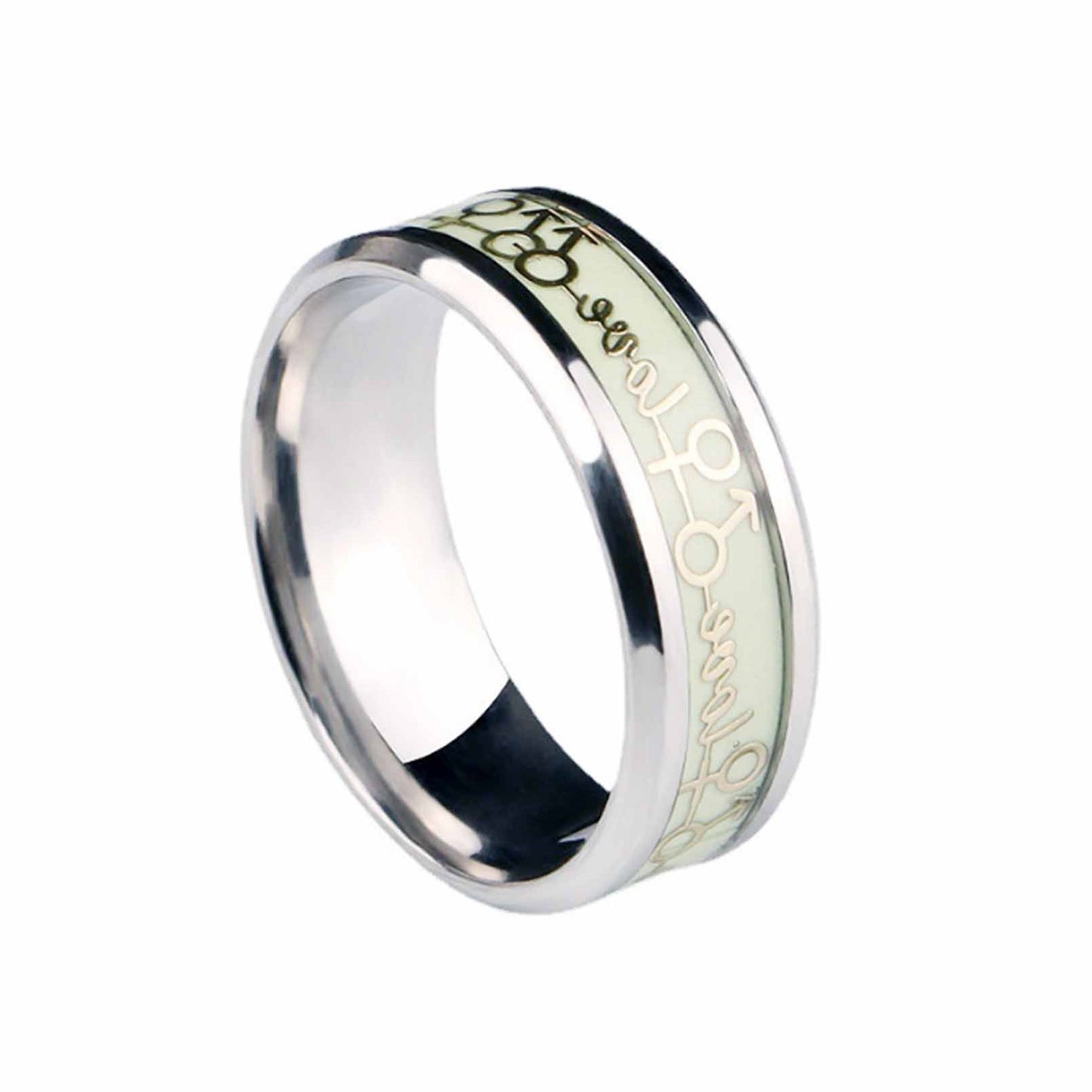 Stainless Steel Fluorescent Male Cock Ring Penis L