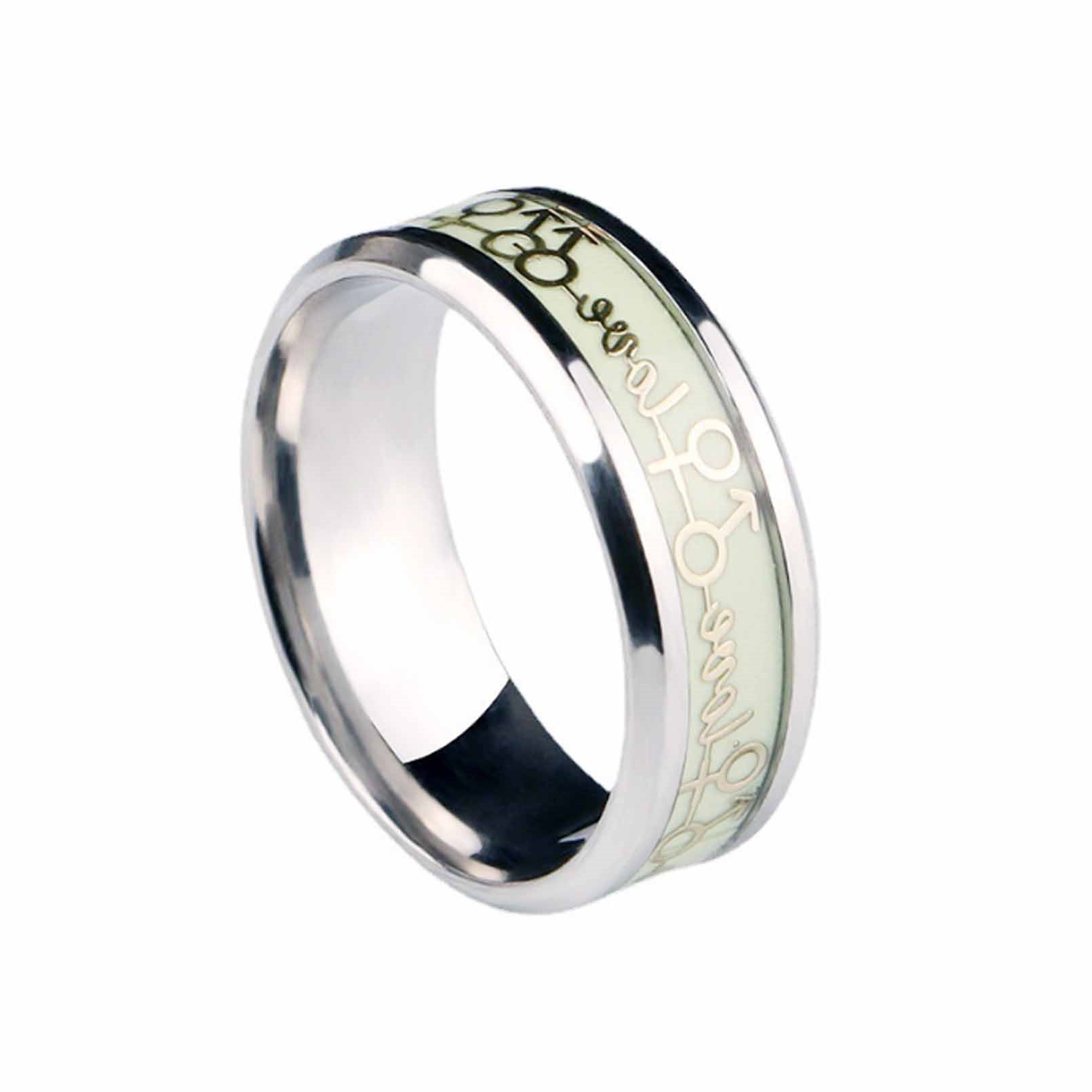 Stainless Steel Fluorescent Male Cock Ring Penis L