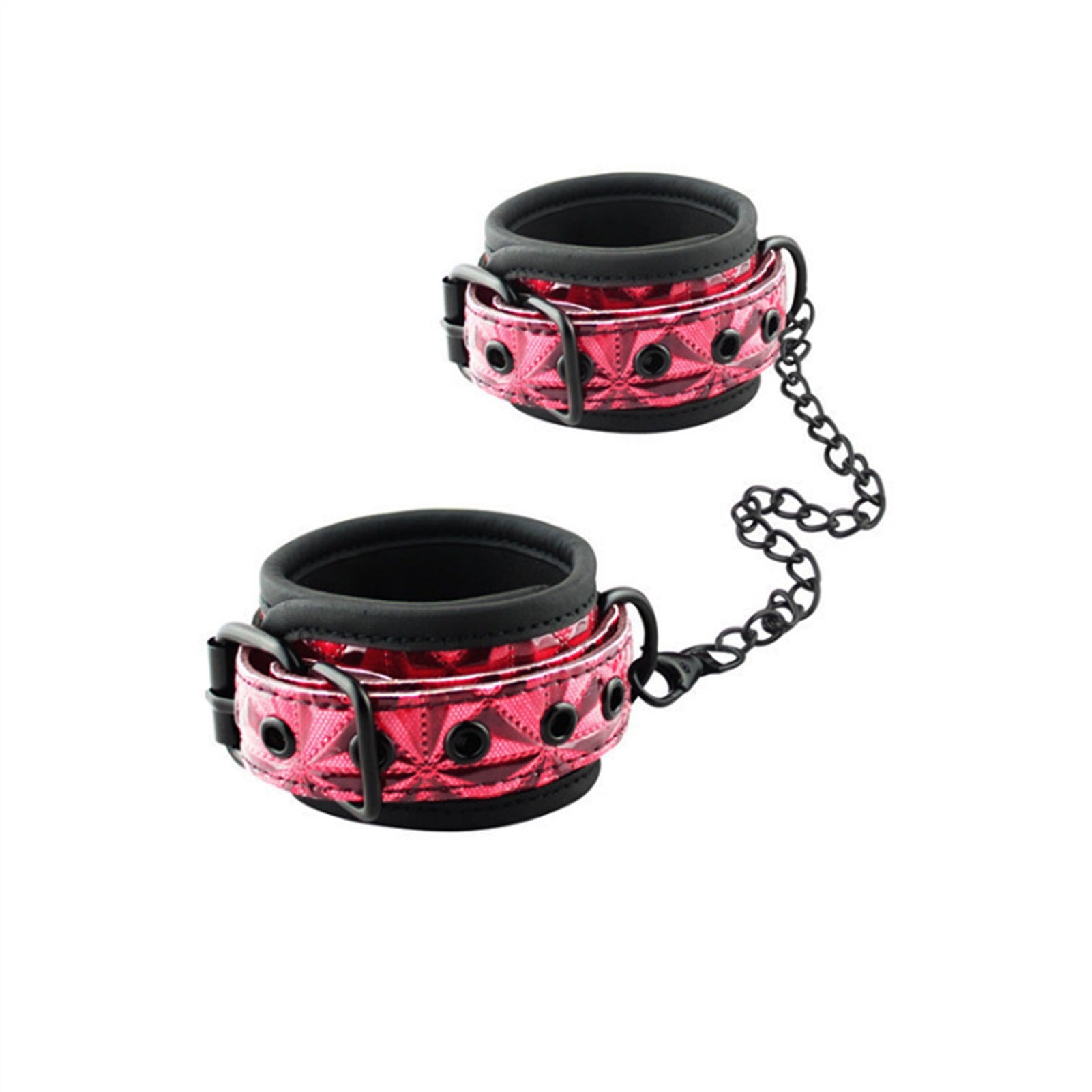 PU Leather Handcuffs Gold Rivet Chain Cuff Punk Ro