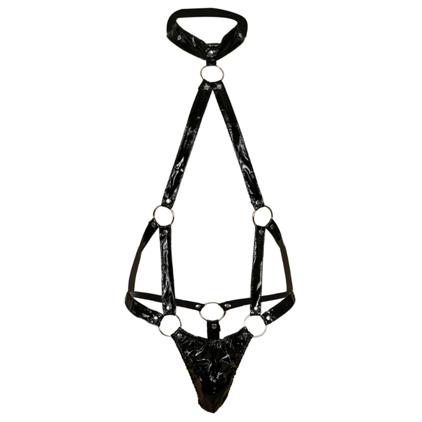 Men's PU Leather One-piece Hollow Patent Leather S
