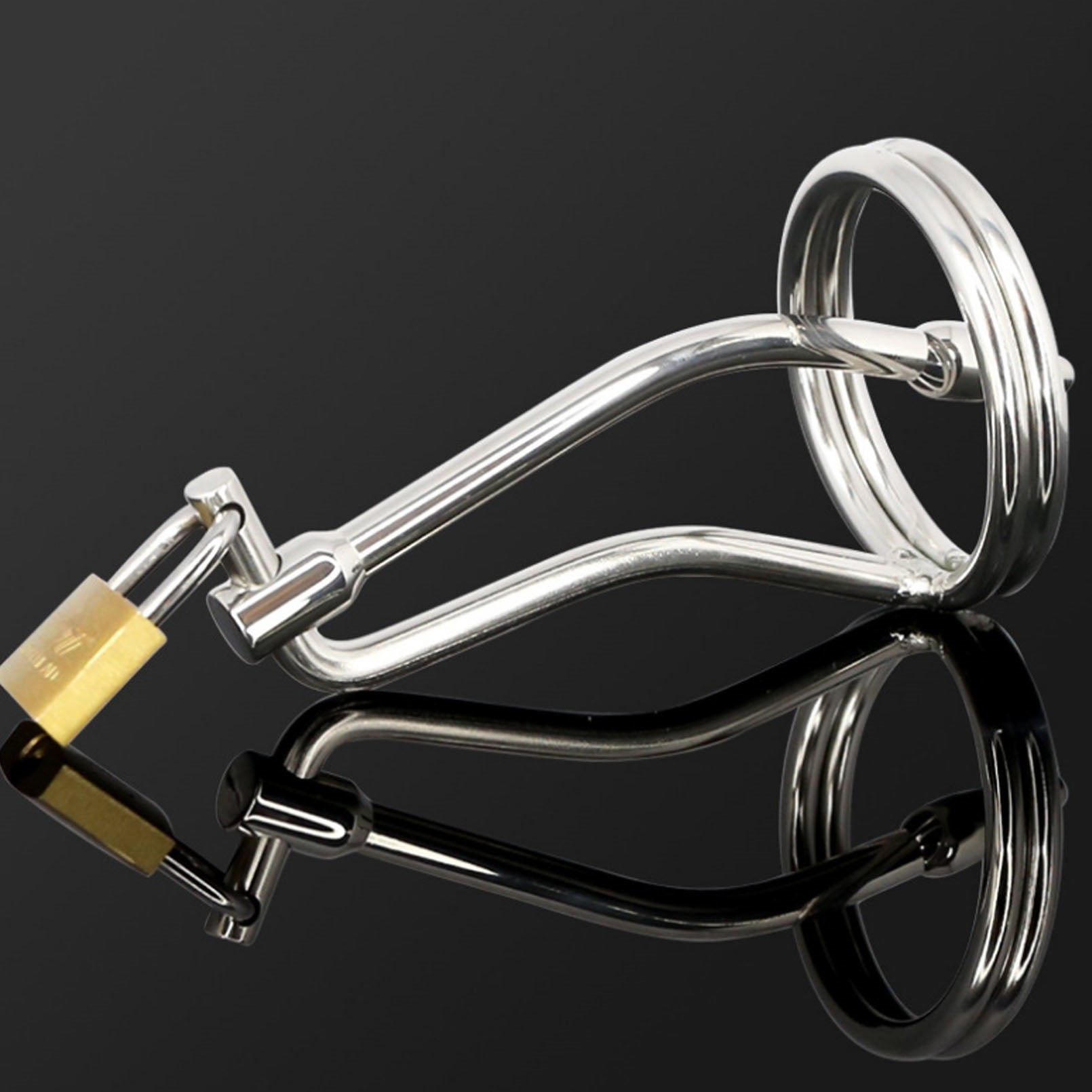 Male Metal Chastity Device Penis Lock Anal Plug Re