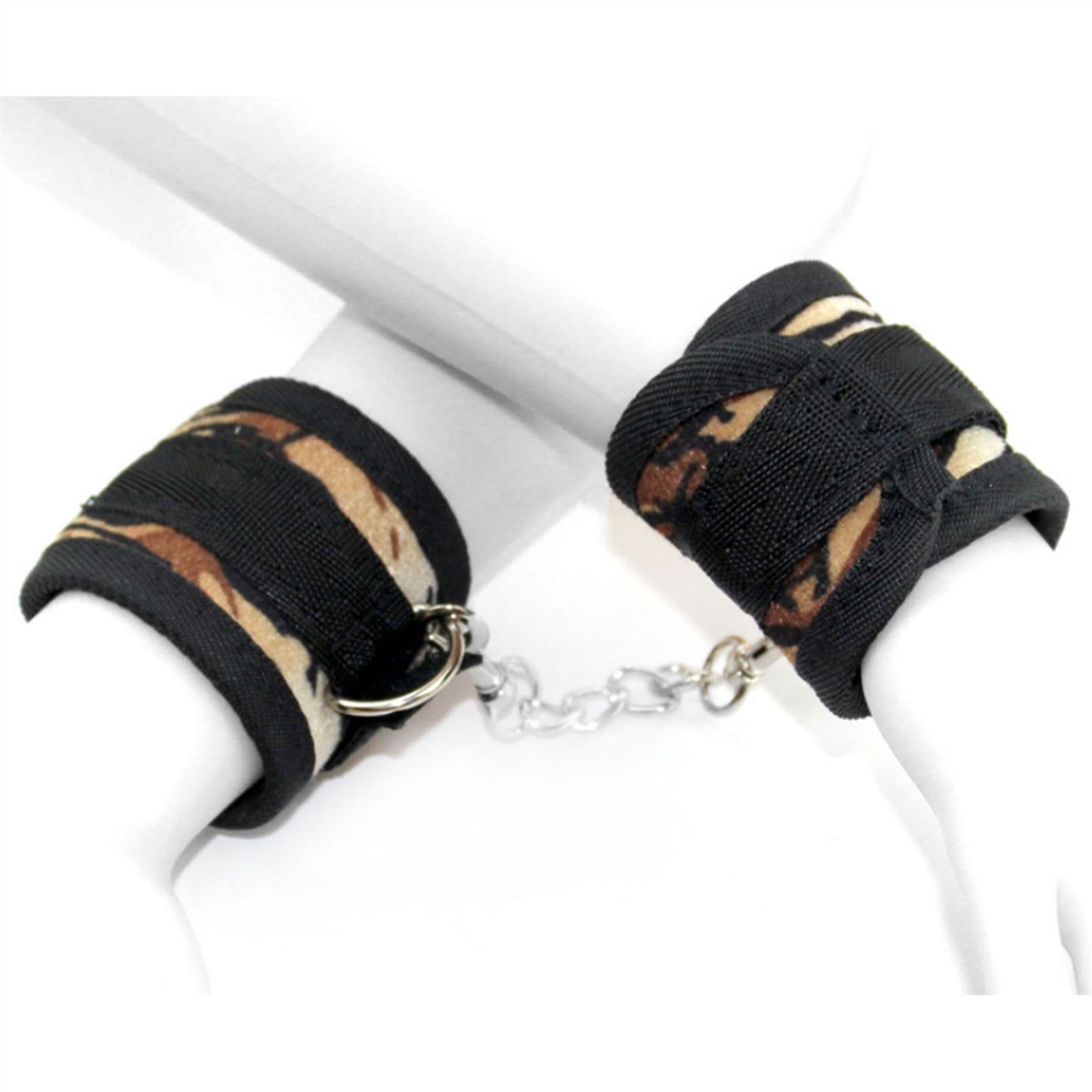 Webbing Handcuffs Gold Rivet Chain Cuff Punk Rock 
