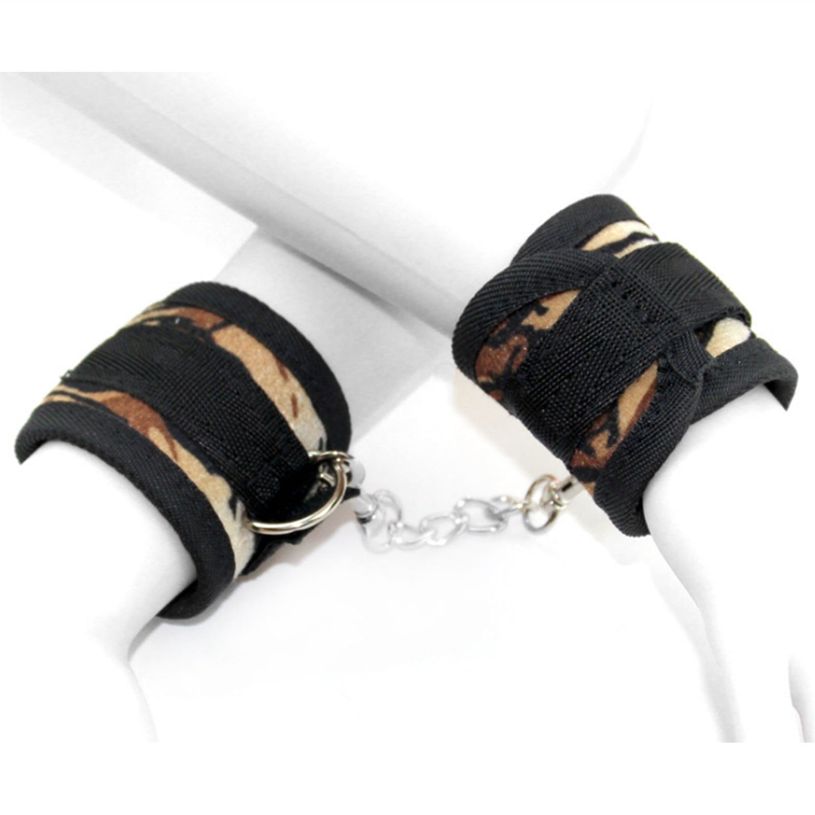 Webbing Handcuffs Gold Rivet Chain Cuff Punk Rock 