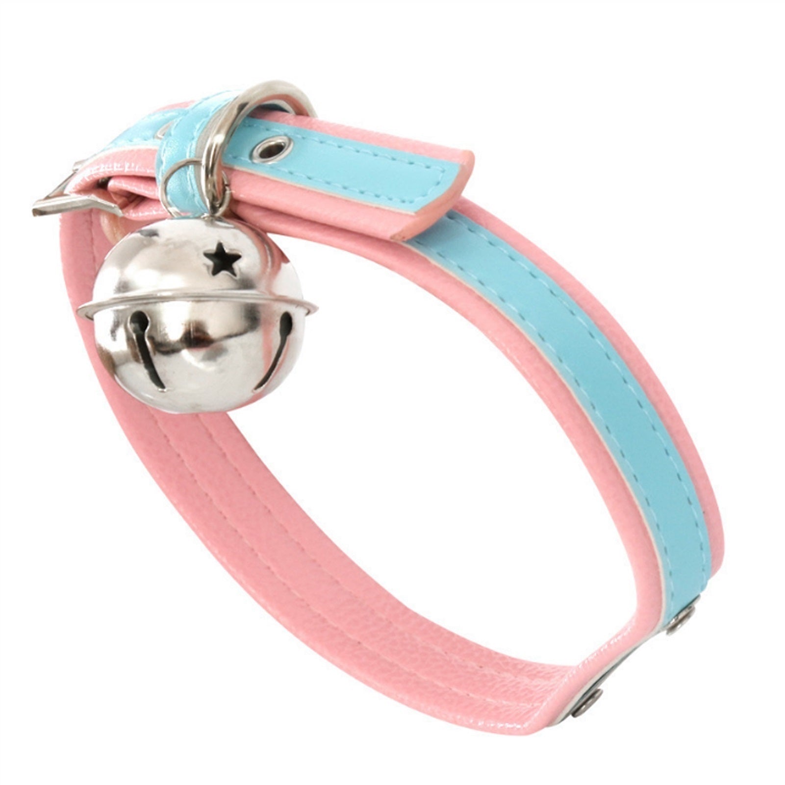 Fashion Pink Blue Leather Bell Choker Collar Neckl