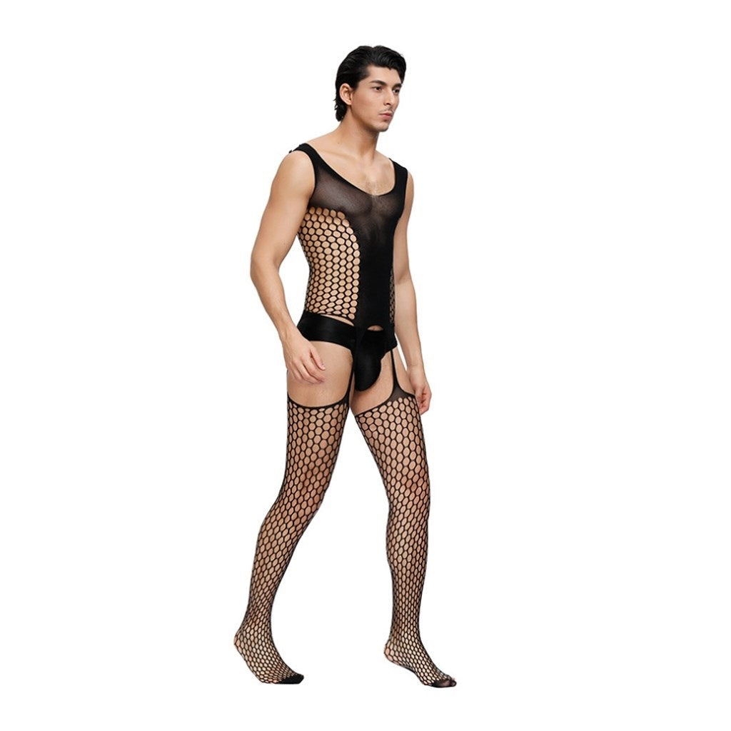 Men's Sexy Union Socks Siamese Netting Lingerie Ni