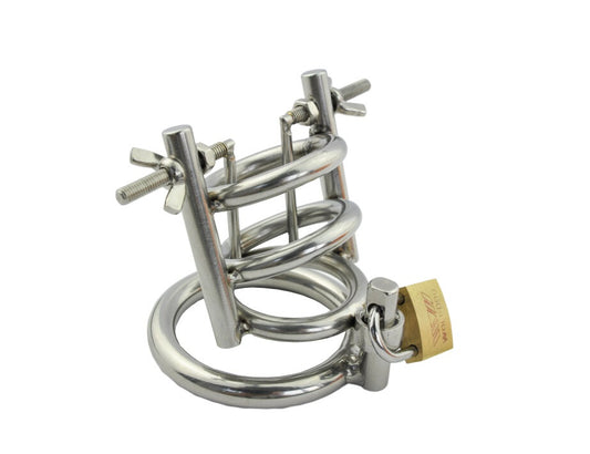 Male Chastity Device Cock Cage Steel Metal Silver 