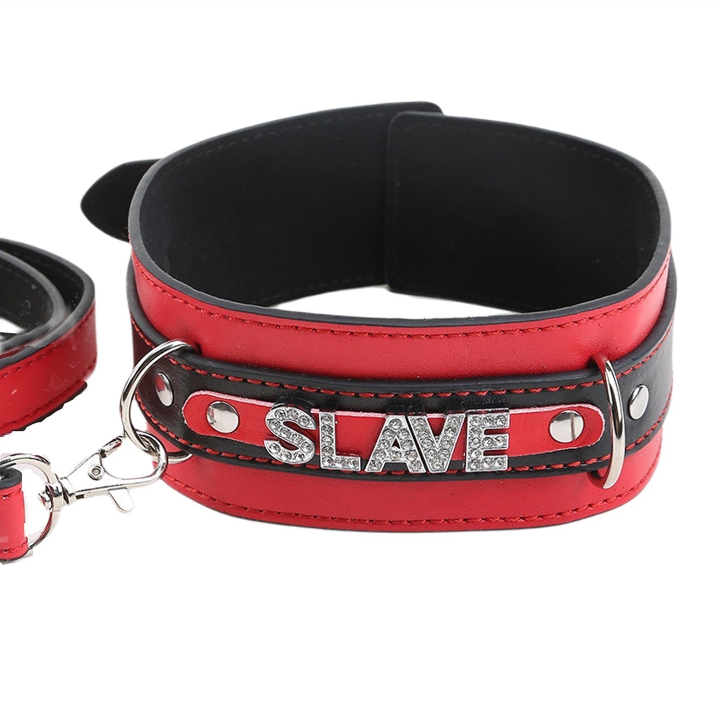 Nightclub Punk Rock Bling Red PU Leather Choker Co