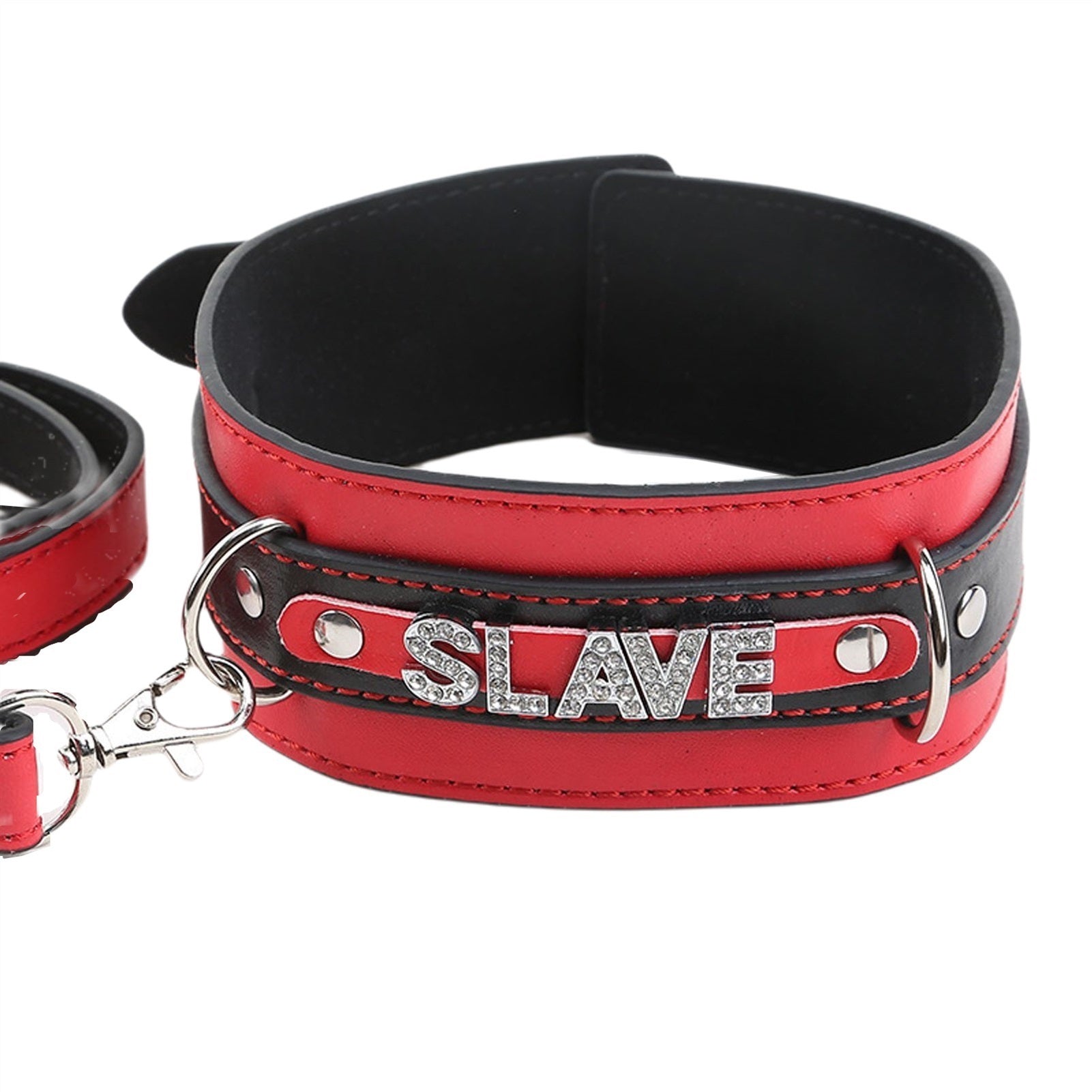 Nightclub Punk Rock Bling Red PU Leather Choker Co