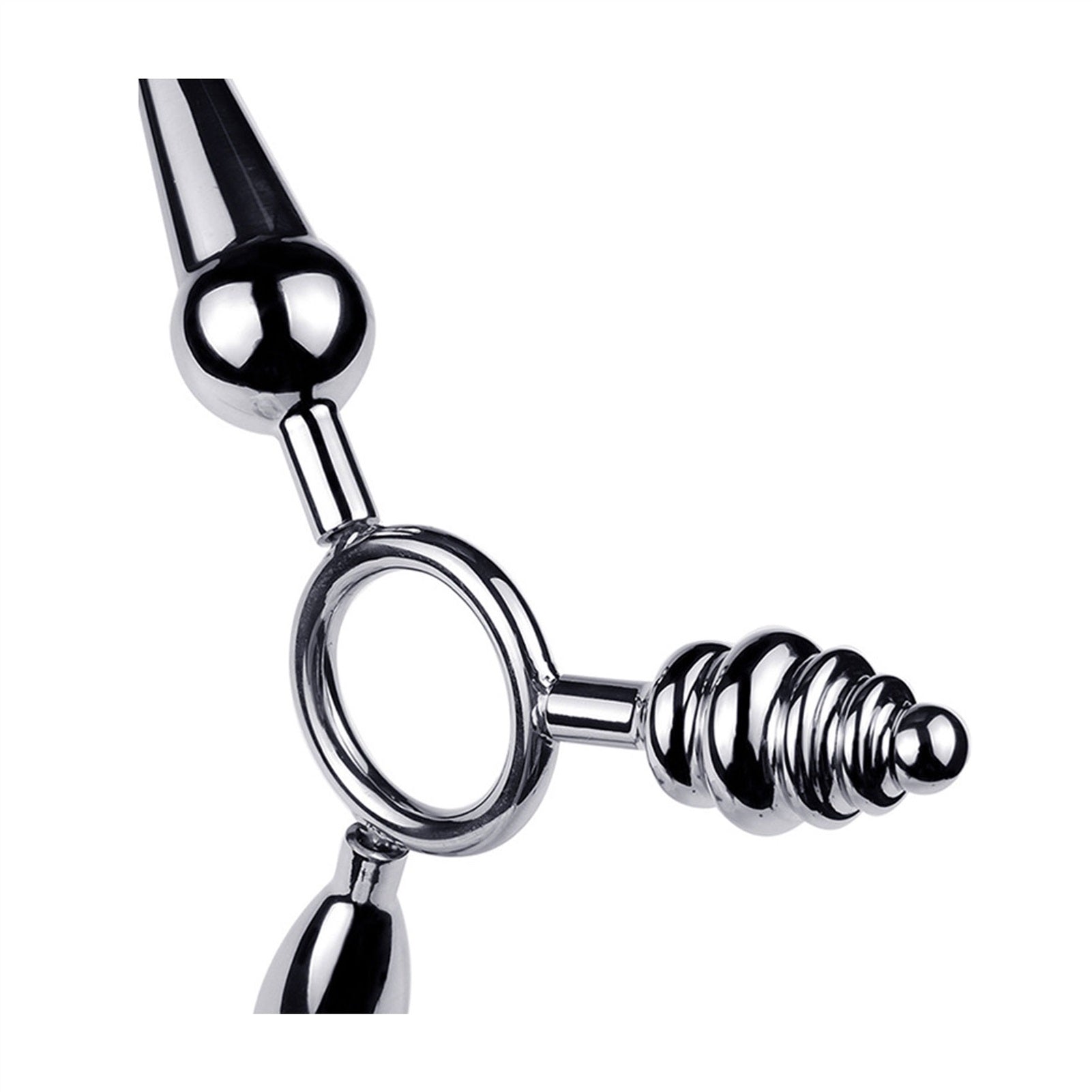 Metal Three Heads Anus Plug Small Curved Masturbat