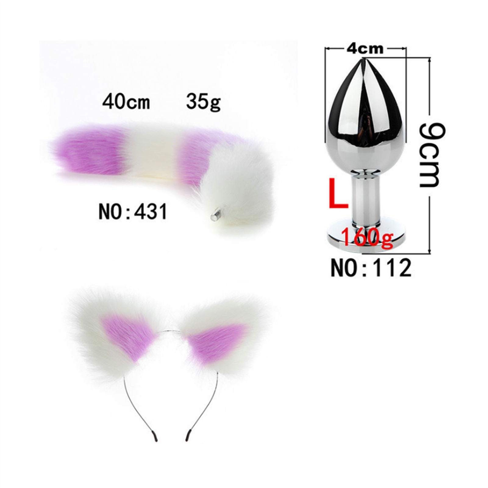 Faux Fox Tail Anal Plug Ear Hairpin Set Cosplay Ad