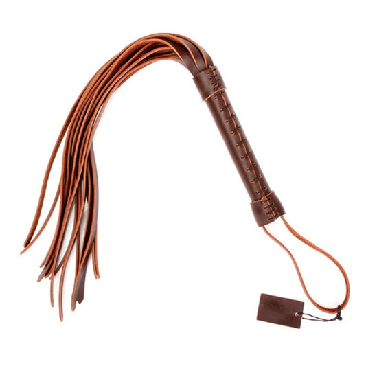 Brown PU Leather Tassels Horse Whip To Pat For Cou
