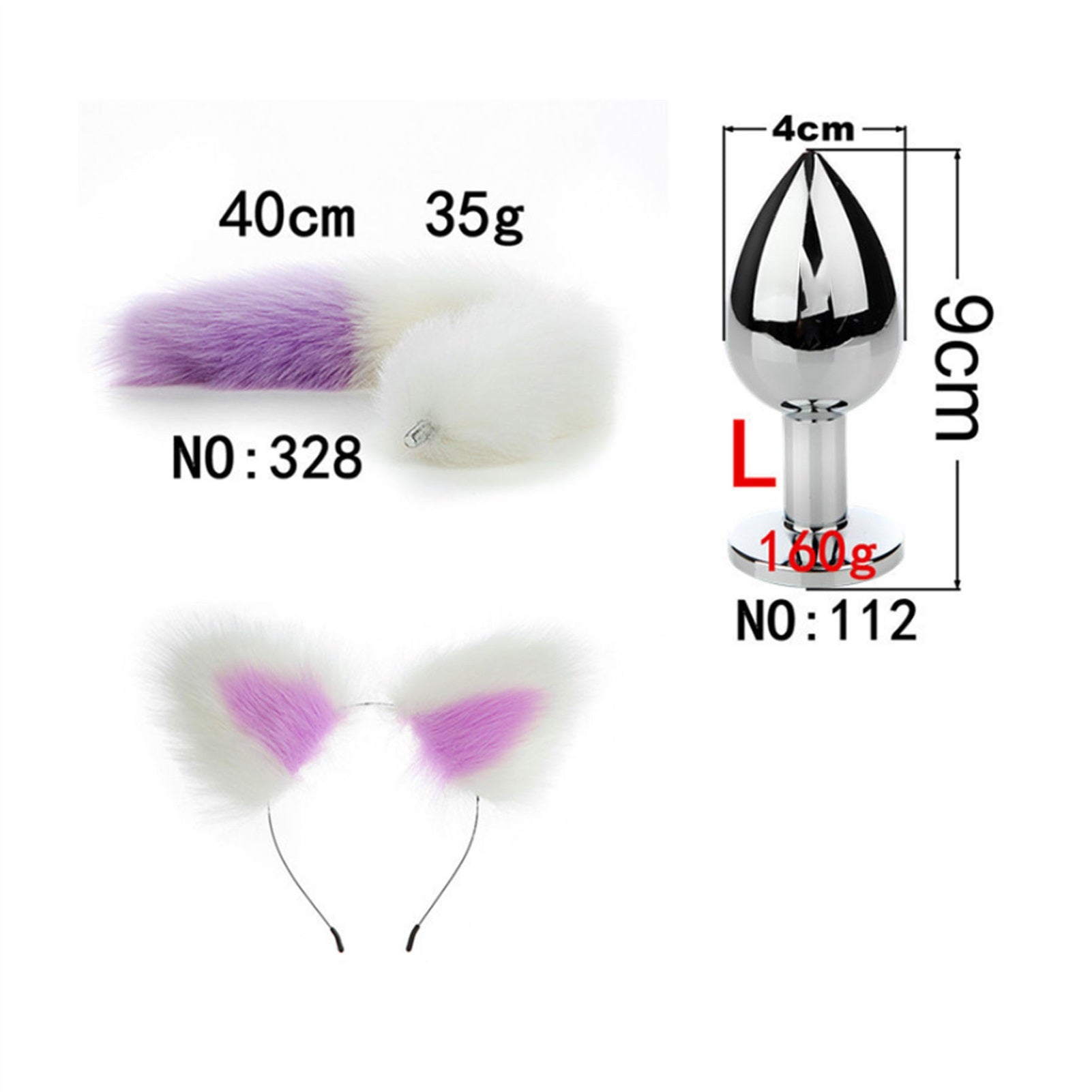 Faux fox tail anal plug ear hairpin set cosplay ad