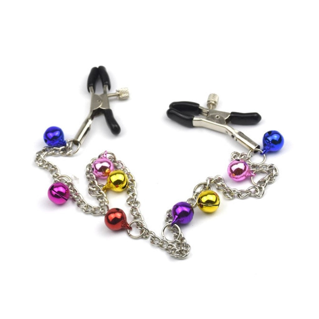 9 Chromatic Bells Nipple Clamps With Chain For Che