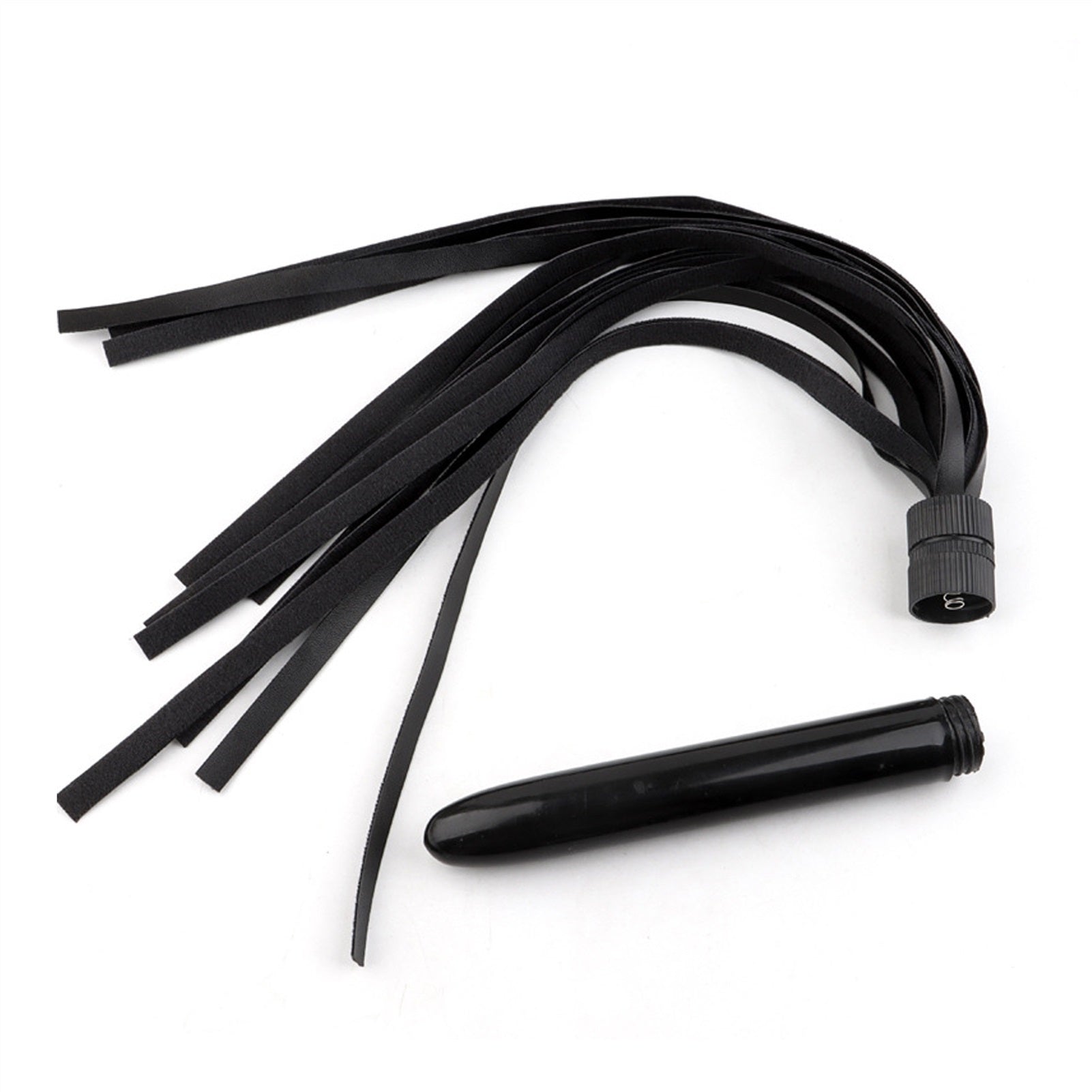 Black PU Leather Horse Whip Anal Plug To Pat For C