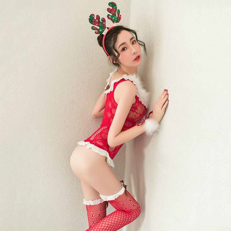 Women Christmas Lingerie Two Piece Santa Bra and P