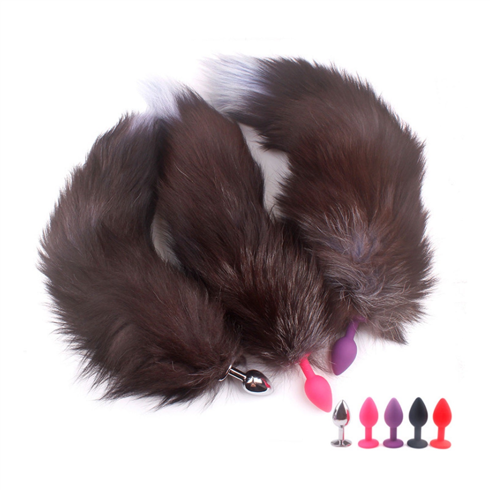 Fox Tail Artificial Fur Stainless Steel Crystal Je