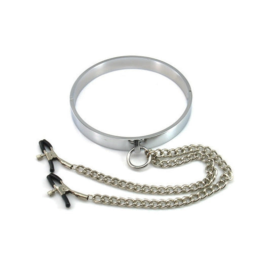 Man Stainless Steel Metal Restraint Neck Collar Ri