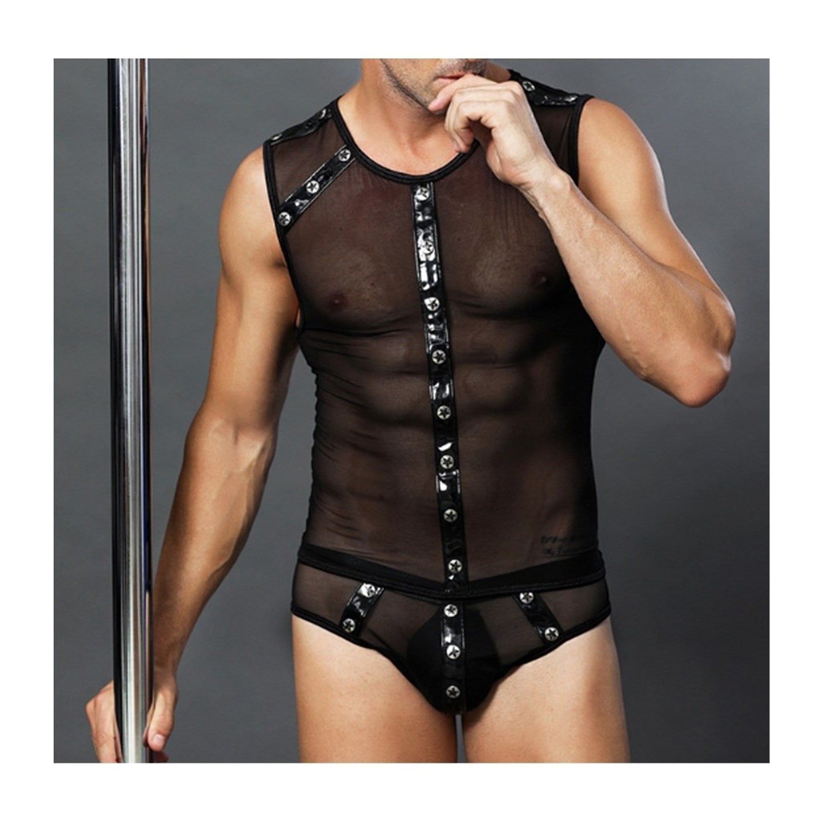 Men's Sexy lingerie Nightclub Underwear Net Vest S