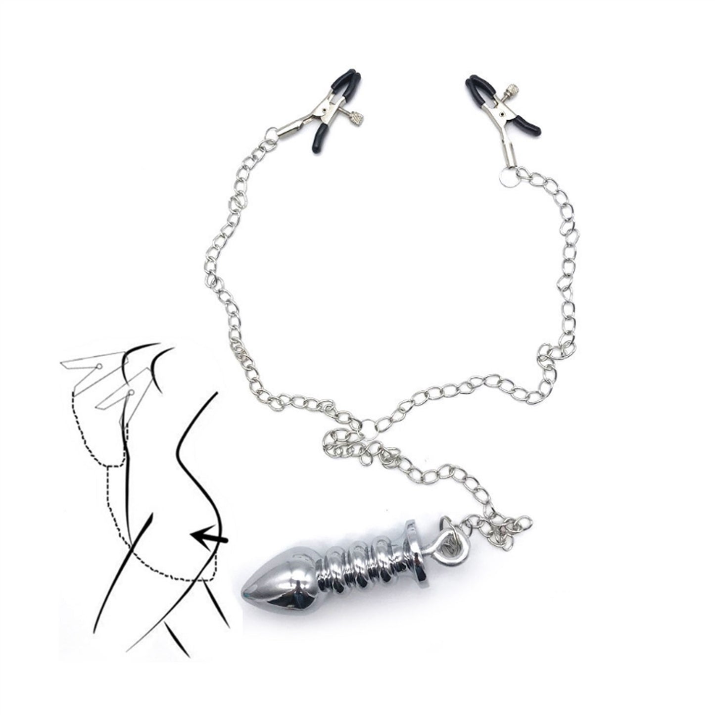 Long Chain Metal Nipple Clamp Female Clamp Plug Je