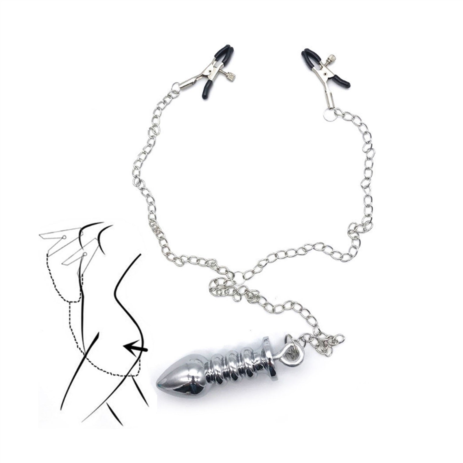 Long Chain Metal Nipple Clamp Female Clamp Plug Je