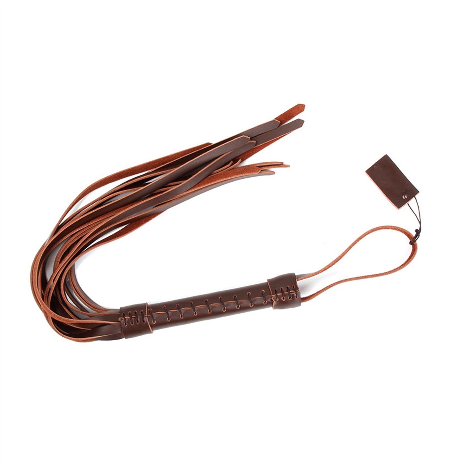 Brown PU Leather Tassels Horse Whip To Pat For Cou