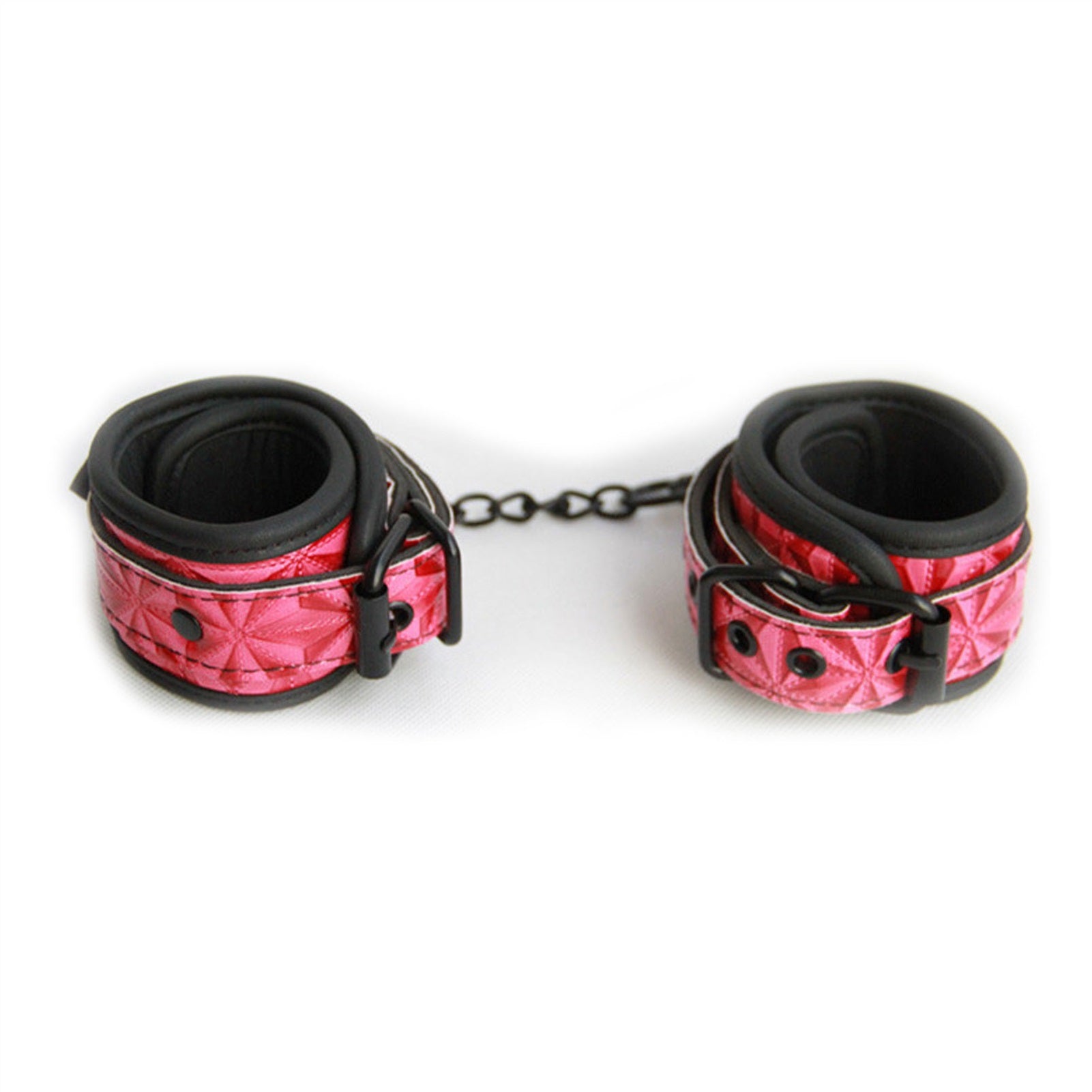 PU Leather Handcuffs Gold Rivet Chain Cuff Punk Ro