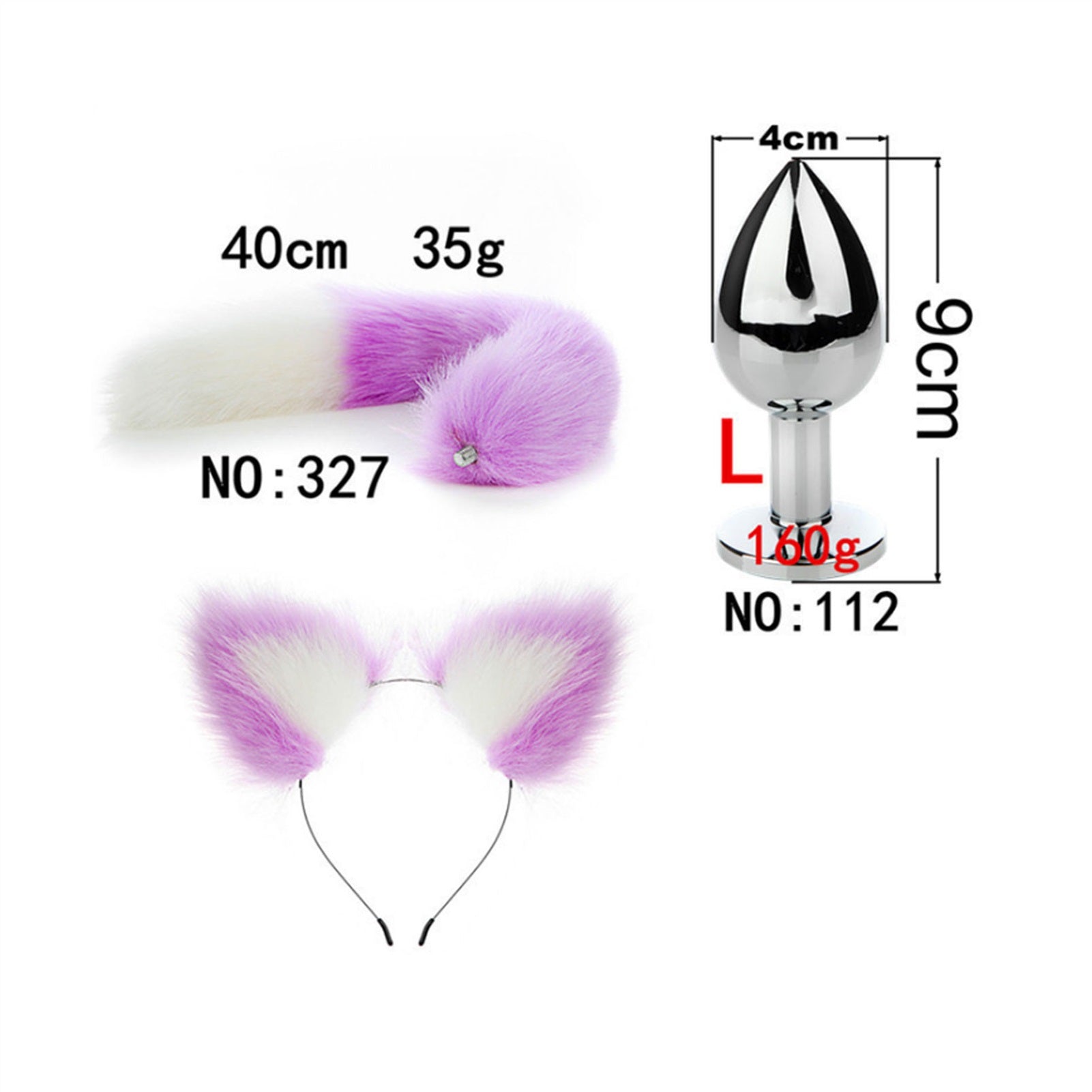 Faux fox tail anal plug ear hairpin set cosplay ad