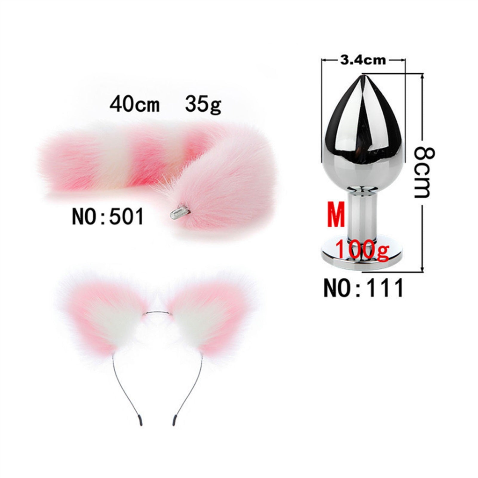 Faux fox tail anal plug ear hairpin set cosplay ad
