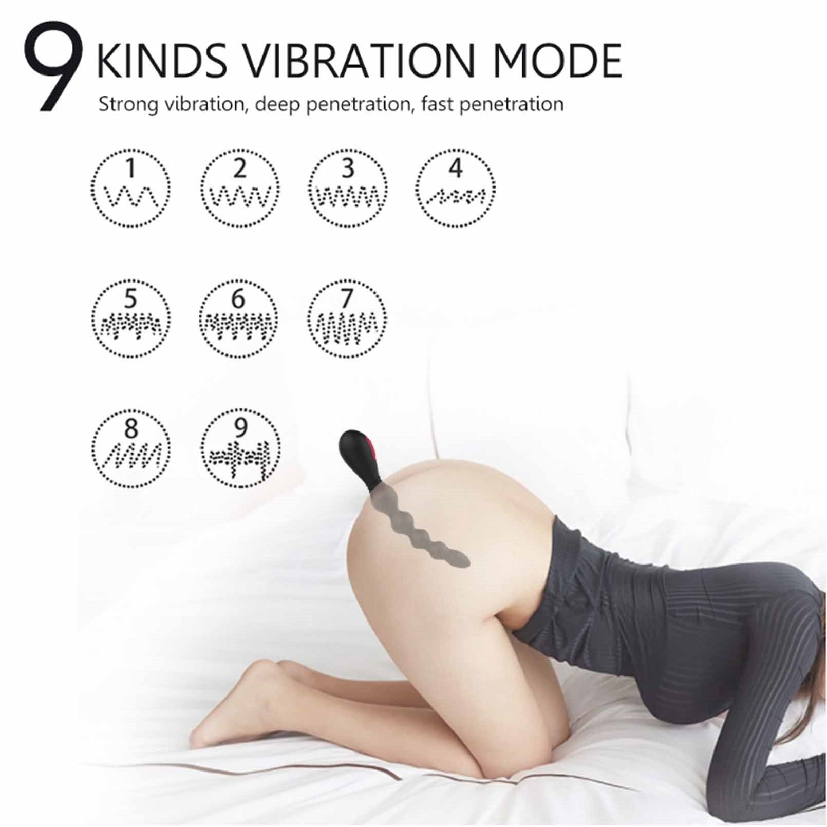 Vibrating Butt Plug with Remote Control, Silicone 