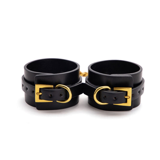 PU leather Handcuffs Gold Rivet Chain Cuff Punk Ro