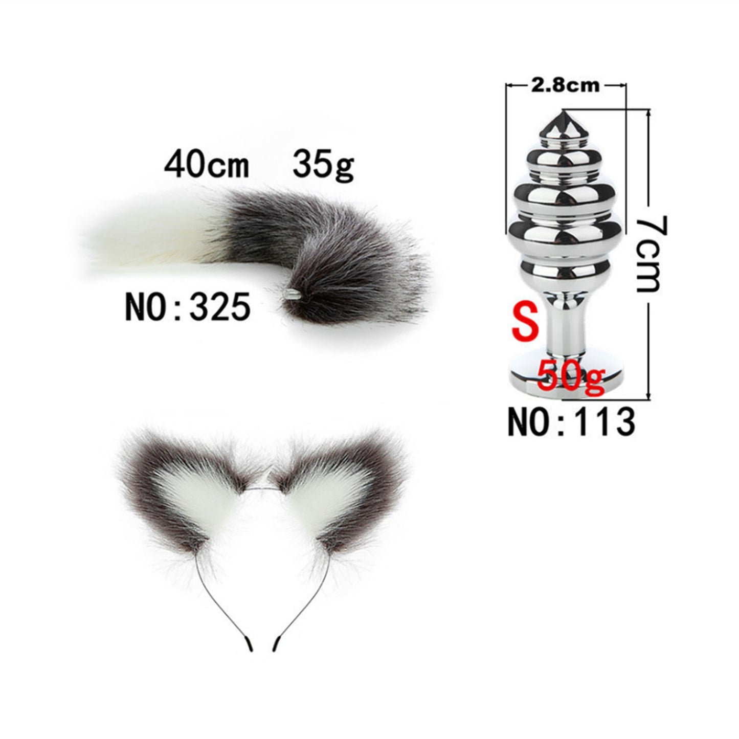 Faux fox tail anal plug ear hairpin set cosplay ad