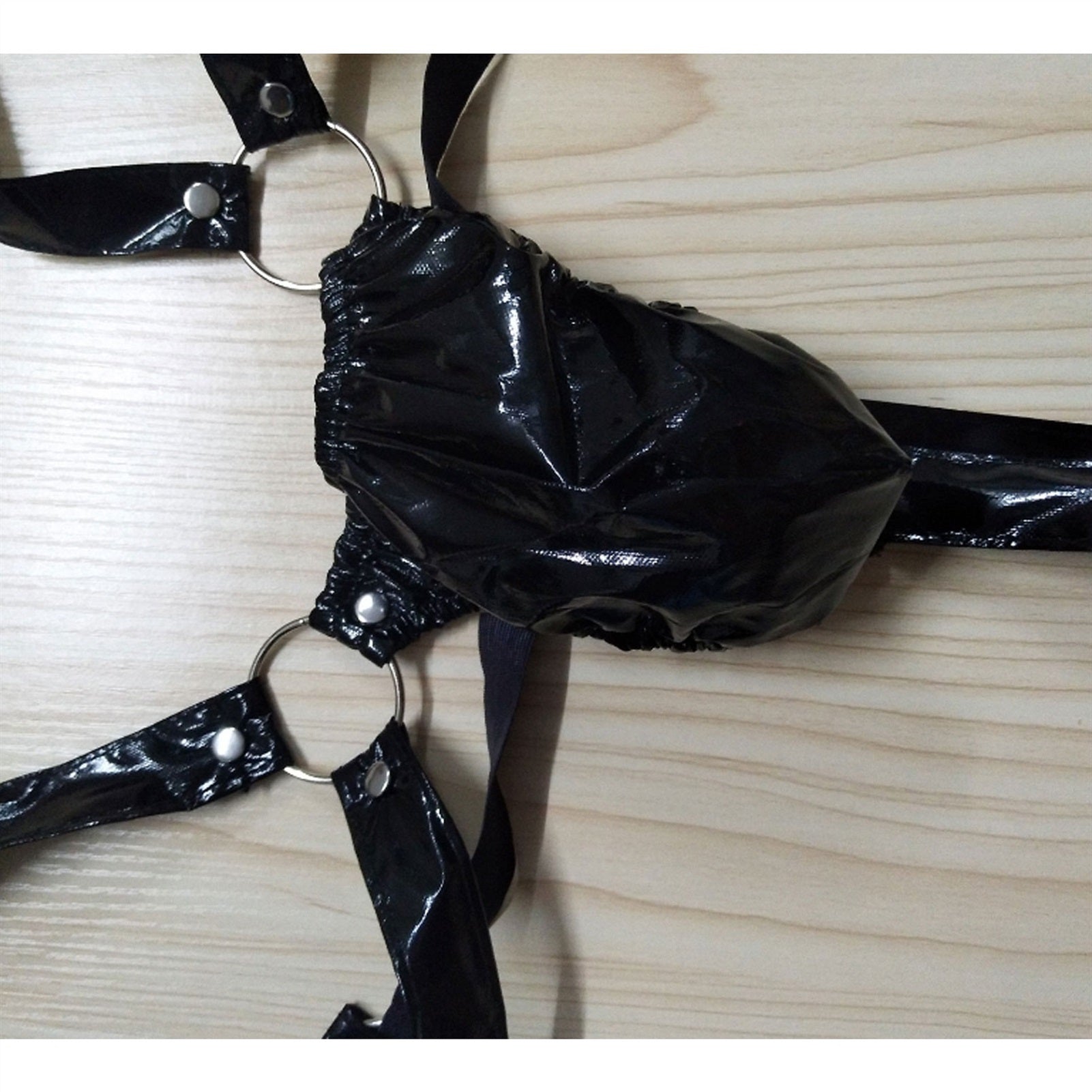 Men's PU Leather One-piece Hollow Patent Leather S