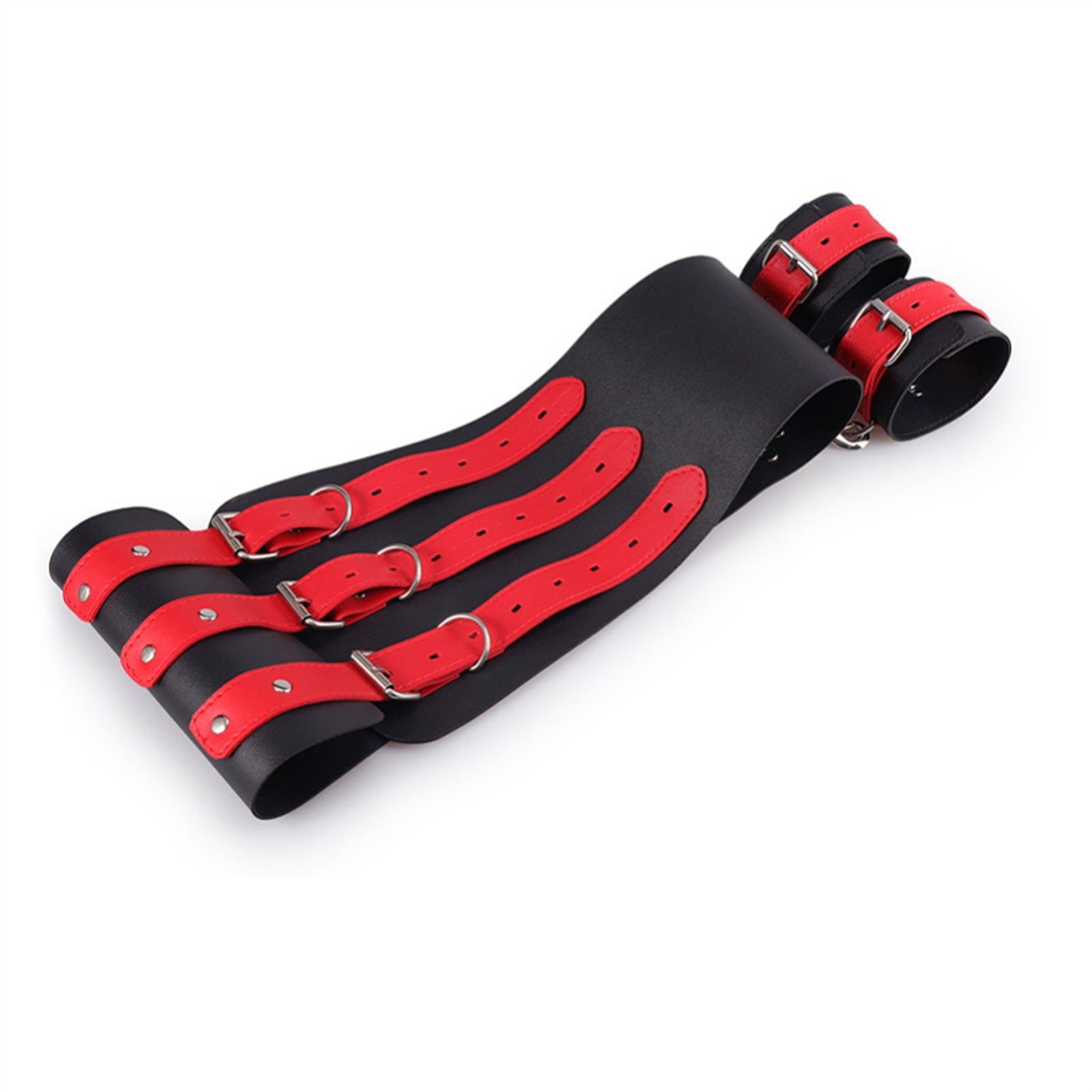 PU Leather Adjustment Handcuffs Leg Cuffs Set Flir
