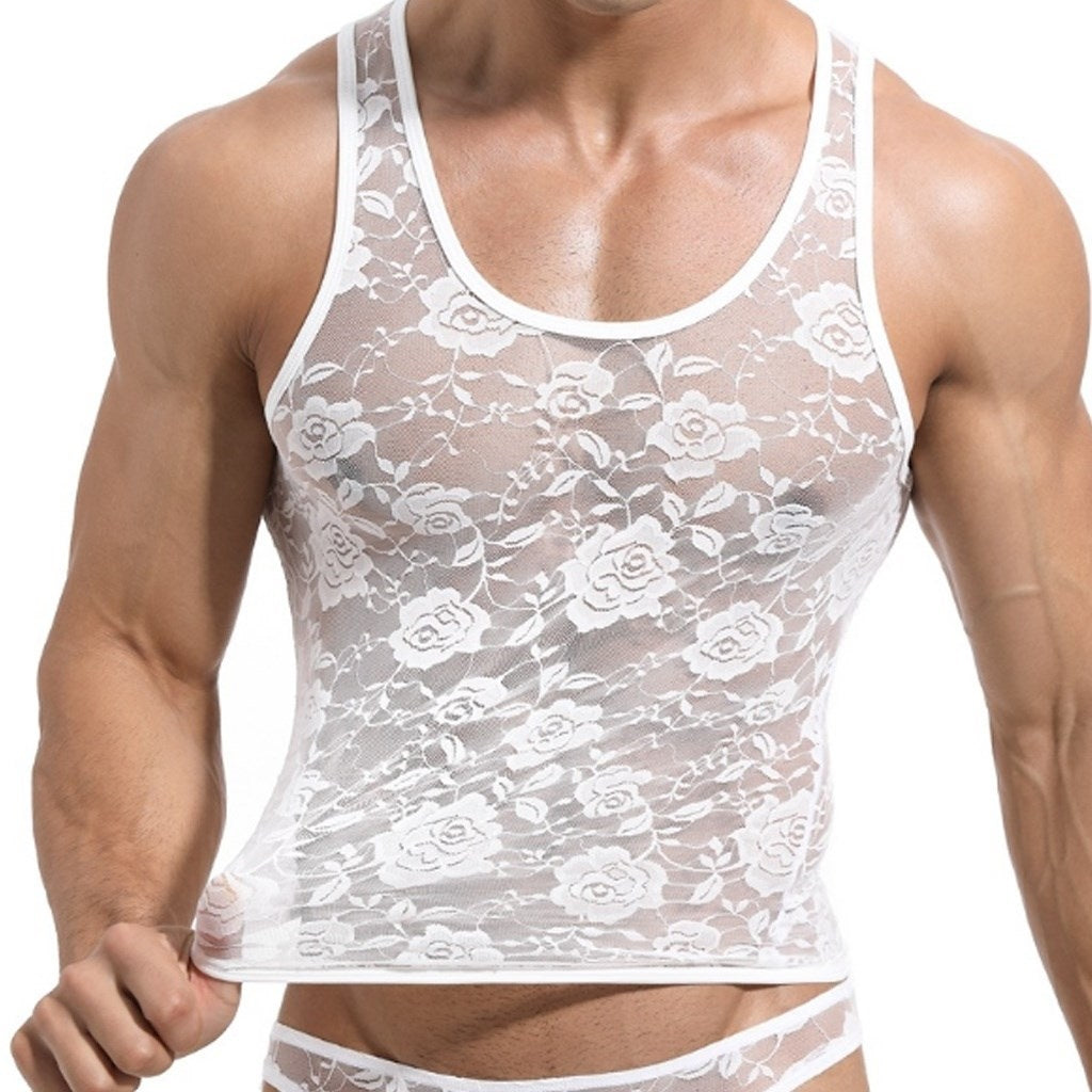 Men's Sissy Lace Floral  Lingerie Set Panties Nigh