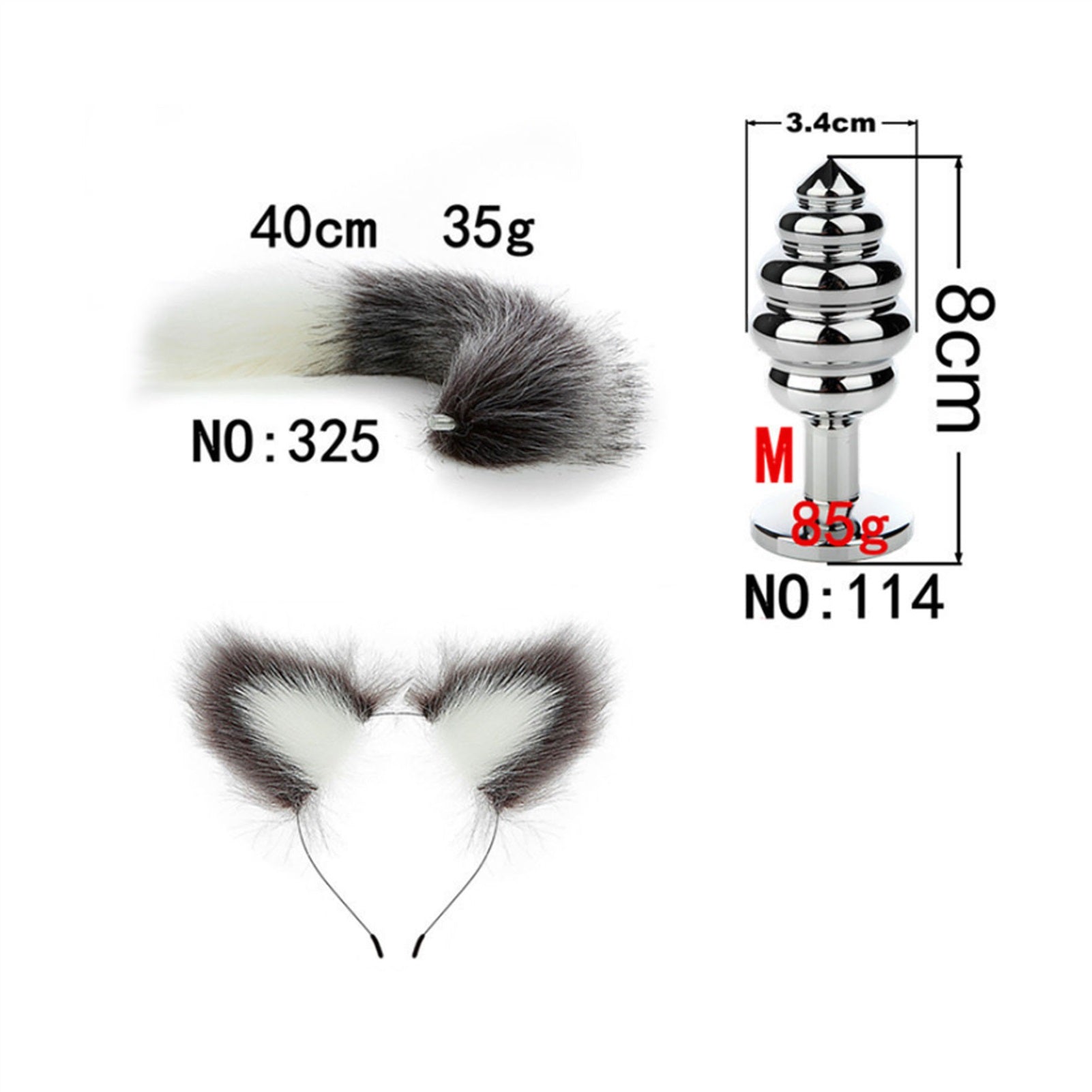 Faux fox tail anal plug ear hairpin set cosplay ad