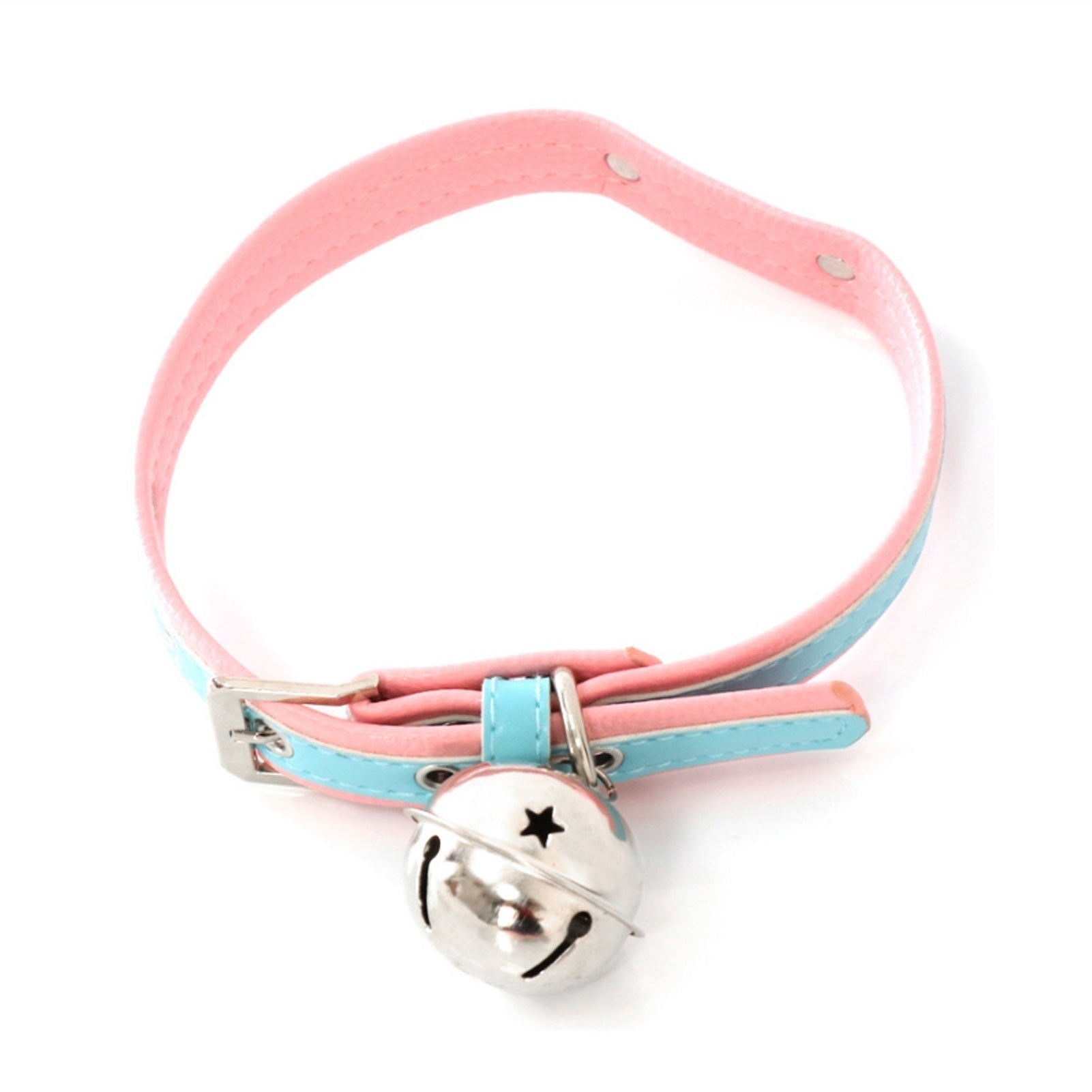 Fashion Pink Blue Leather Bell Choker Collar Neckl