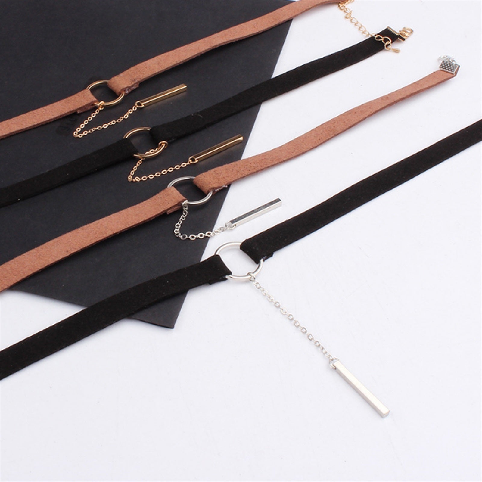 Fashion Velvet Collar Necklace With Chain Adjustab